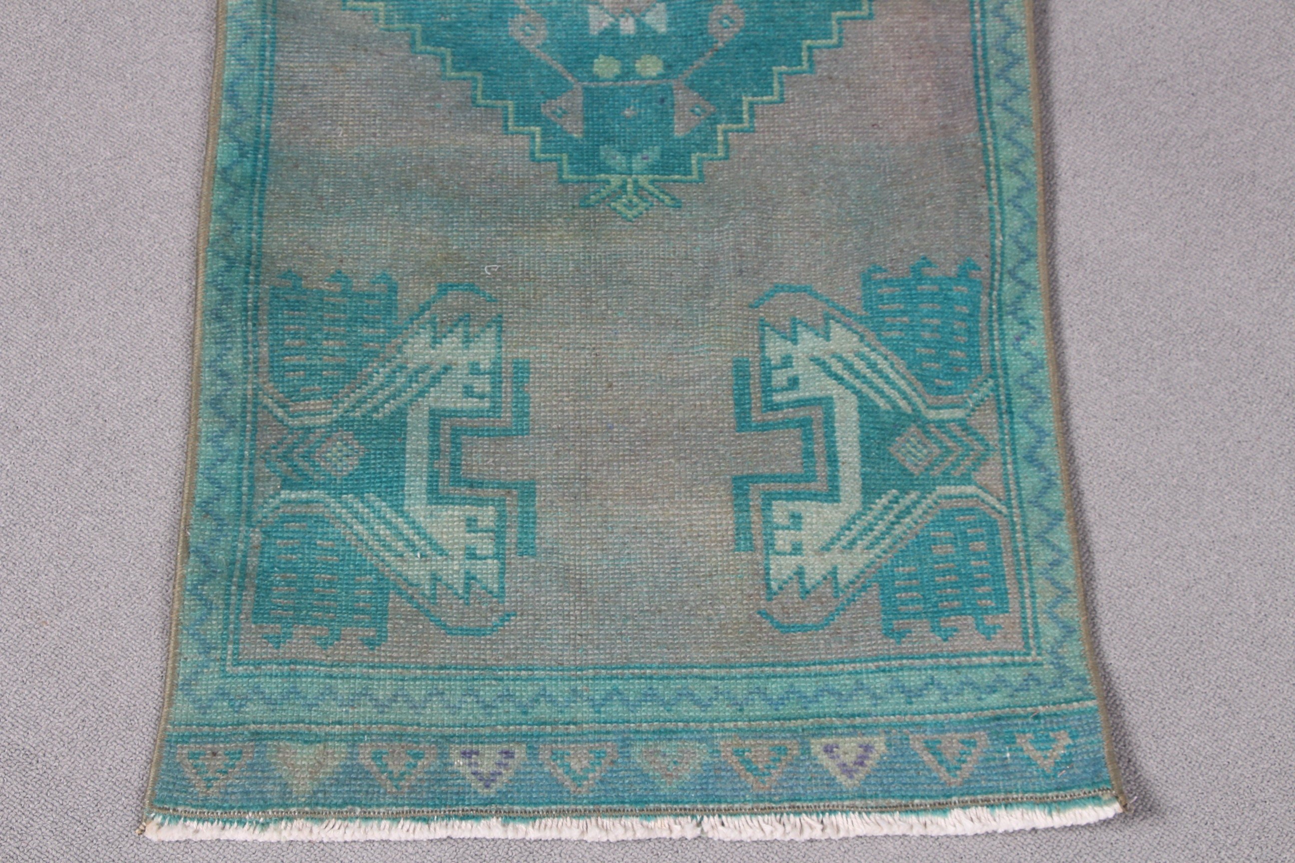 Turkish Rug, Rugs for Bath, Home Decor Rug, 1.6x3.7 ft Small Rugs, Oriental Rug, Car Mat Rug, Green Cool Rug, Bathroom Rug, Vintage Rug