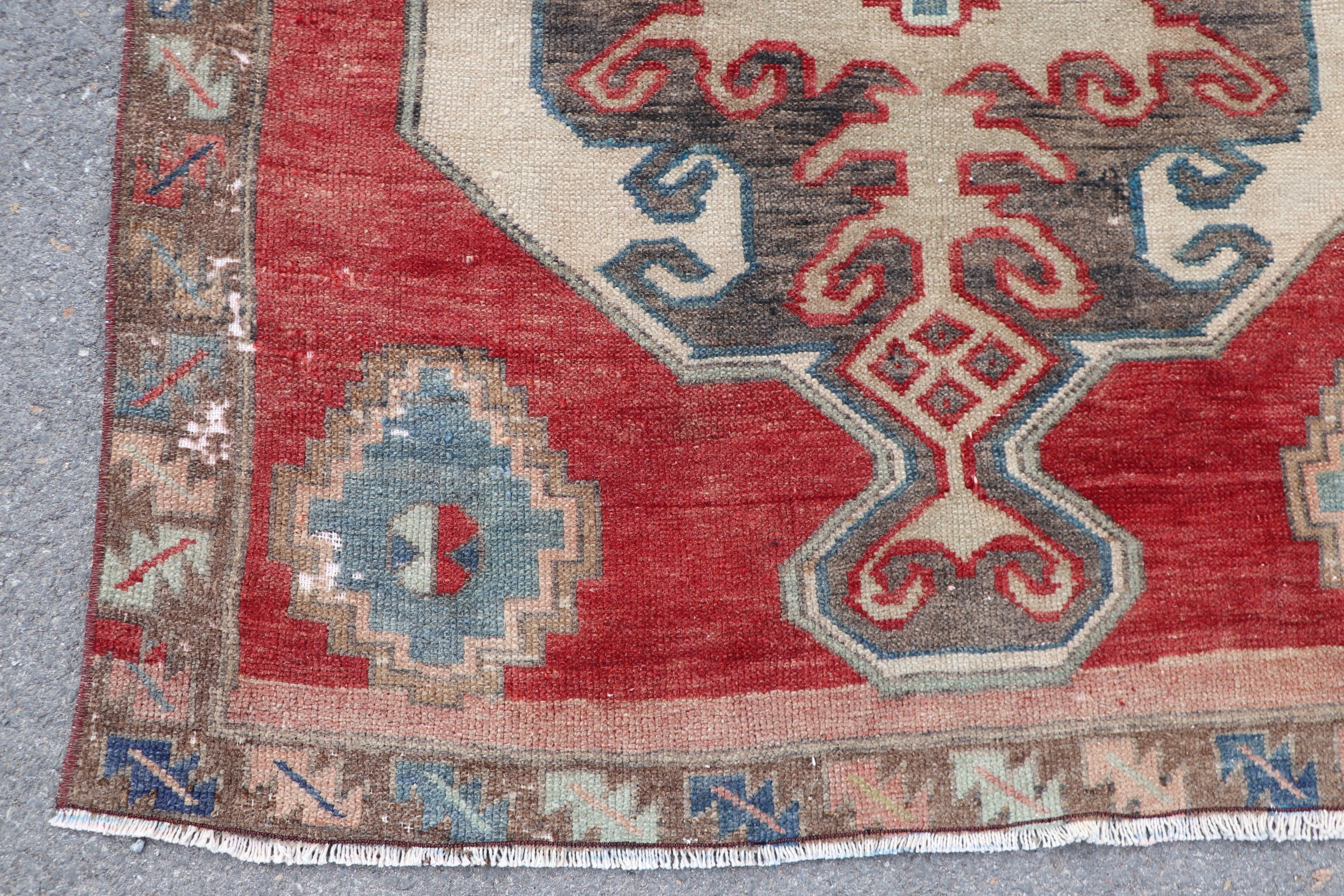 Dining Room Rug, Dorm Rug, Antique Rug, Vintage Rugs, Rugs for Bedroom, Turkish Rugs, 4x9.5 ft Area Rug, Red Home Decor Rugs, Bedroom Rugs