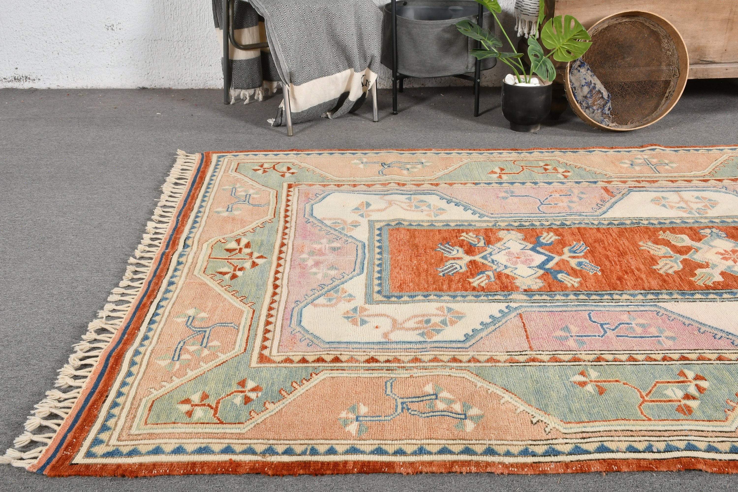 Blue Kitchen Rugs, Turkish Rug, Vintage Rug, 5.9x9 ft Large Rugs, Moroccan Rug, Dining Room Rug, Eclectic Rugs, Wool Rug, Living Room Rugs