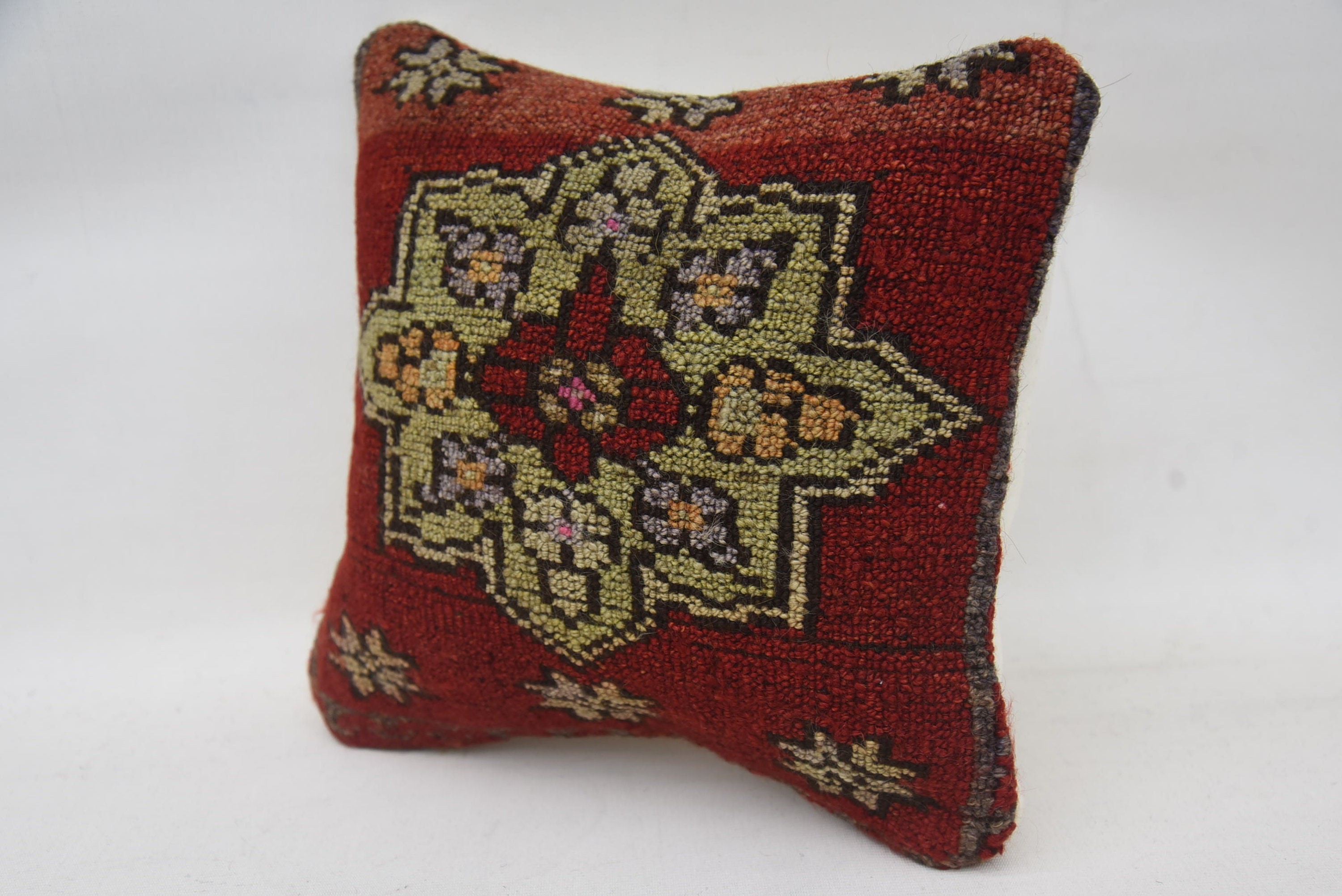 Handmade Kilim Cushion, Interior Designer Pillow, Vintage Kilim Pillow Pillow Cover, Kilim Pillow, 12"x12" Red Pillow Sham