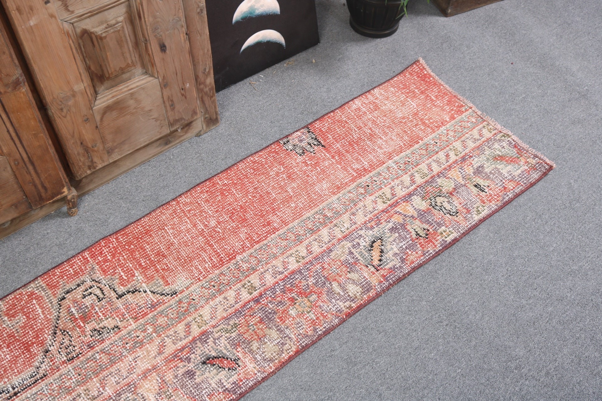 1.6x6 ft Runner Rugs, Hallway Rug, Long Runner Rug, Floor Rug, Turkish Rugs, Red Geometric Rug, Ethnic Rugs, Vintage Rug