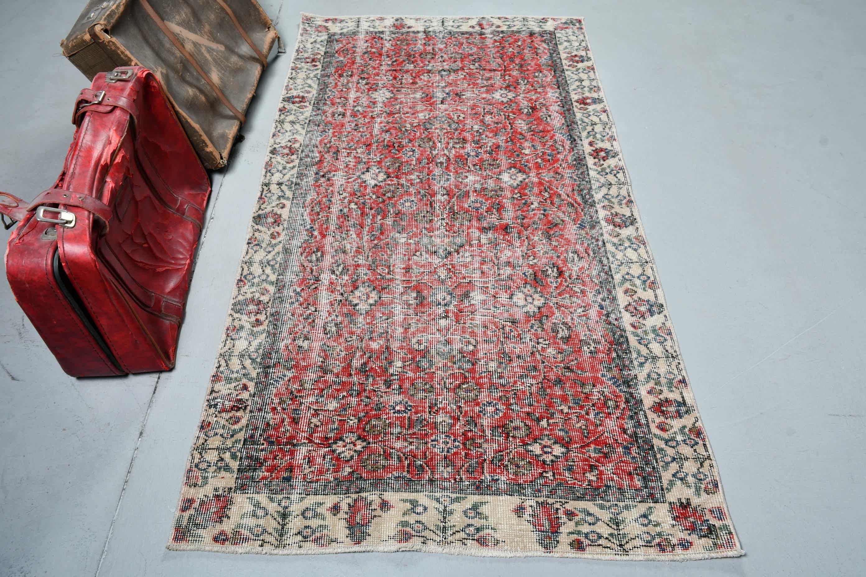 Vintage Rugs, 3.5x6.4 ft Accent Rugs, Kitchen Rug, Designer Rugs, Entry Rug, Turkish Rug, Red Oriental Rug, Anatolian Rugs