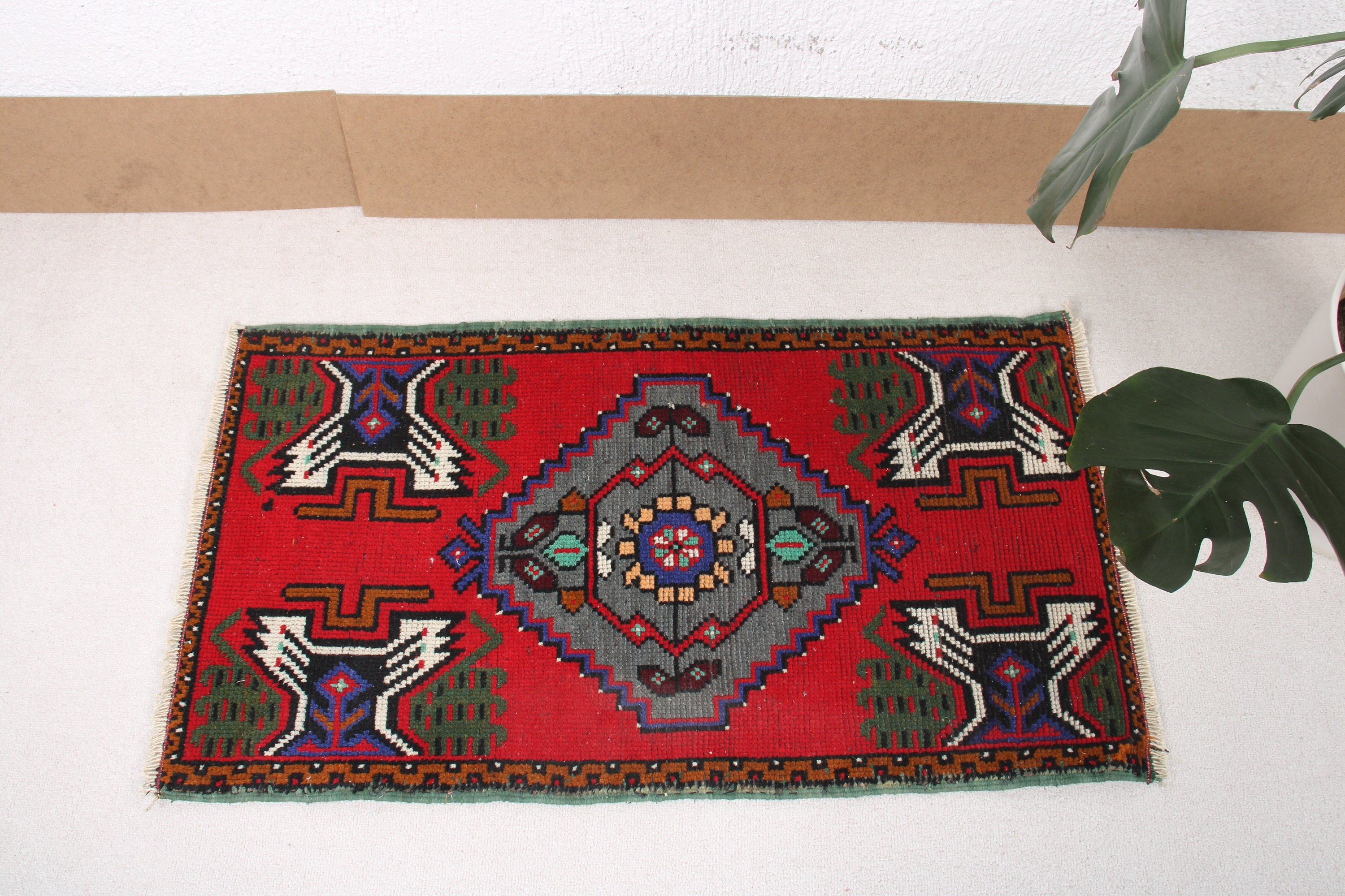 Vintage Halı, Türk Halıları, Küçük Vintage Halılar, Anadolu Halıları, Kırmızı Düz ​​Dokuma Halı, Küçük Alan Halıları, Fas Halıları, 1.8x3.2 ft Küçük Halı