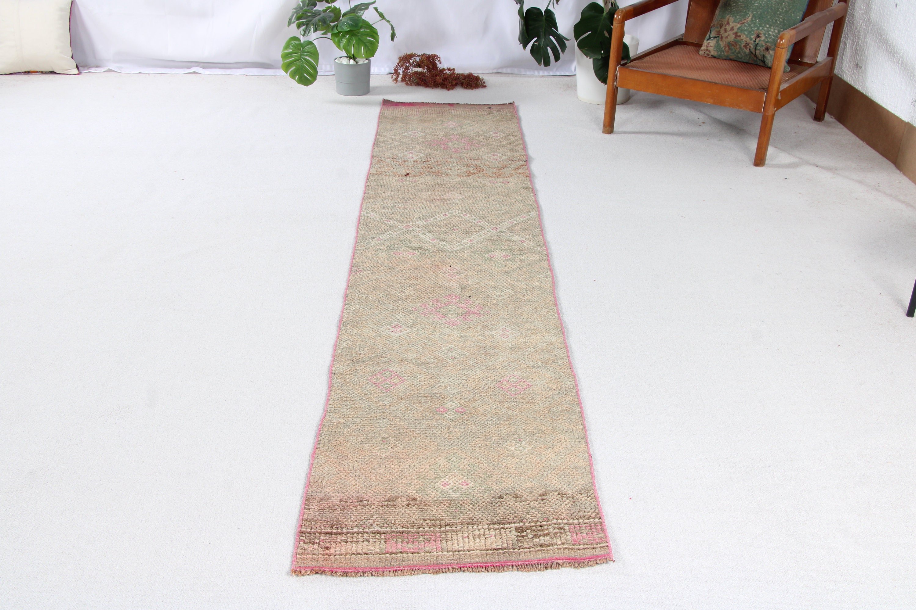 Vintage Halılar, Kahverengi Lüks Halılar, Merdiven Halıları, Mutfak Halısı, Merdiven Halıları, Lüks Halı, 1.9x9.8 ft Yolluk Halısı, Türk Halıları