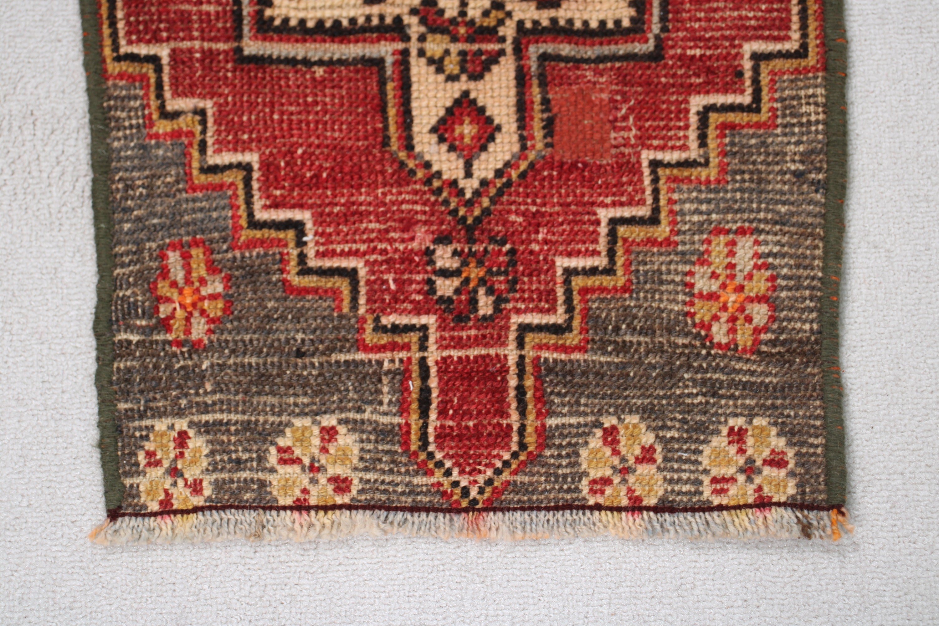 Giriş Kilimleri, 1.3x2.7 ft Küçük Halı, Antika Halılar, Türk Halıları, Vintage Halı, Kırmızı Ev Dekor Halısı, Yatak Odası Halıları, Duvara Asılı Halılar