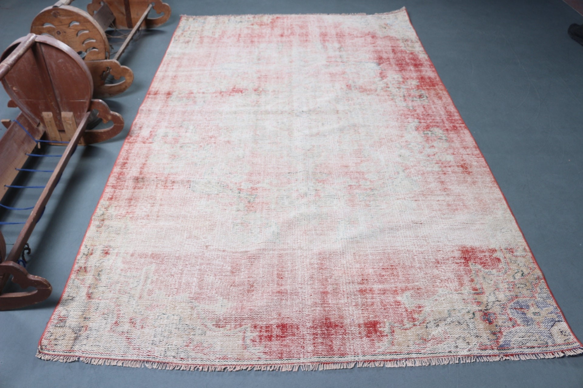 Turkish Rug, Dining Room Rugs, Oriental Rug, Pale Rug, Living Room Rugs, Red Oriental Rugs, Vintage Rugs, 5.6x9 ft Large Rugs