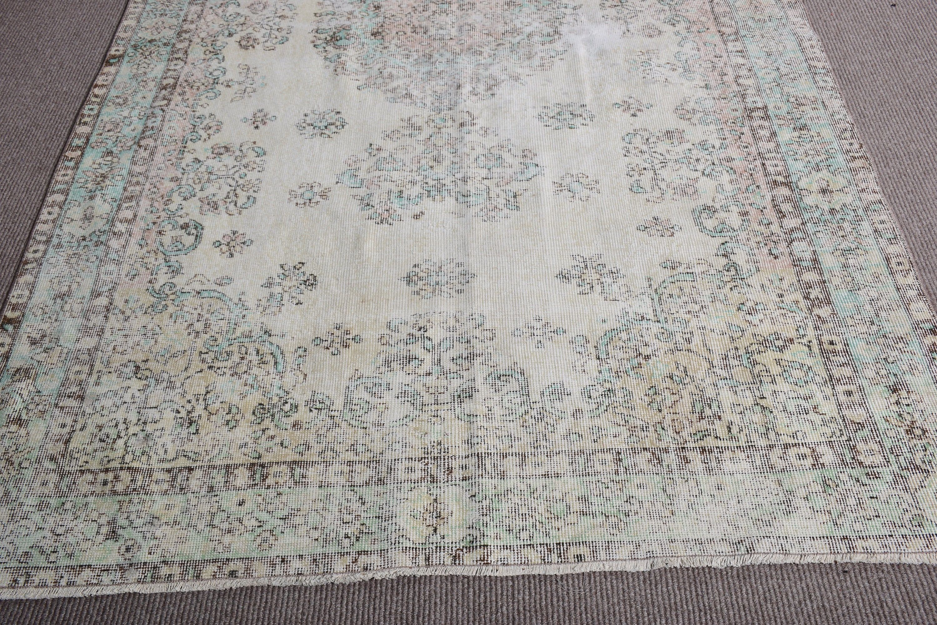 Büyük Oushak Halıları, 5.6x9.2 ft Büyük Halı, Büyük Vintage Halılar, Yer Halısı, Türk Halıları, Bej Nötr Halı, Vintage Halılar