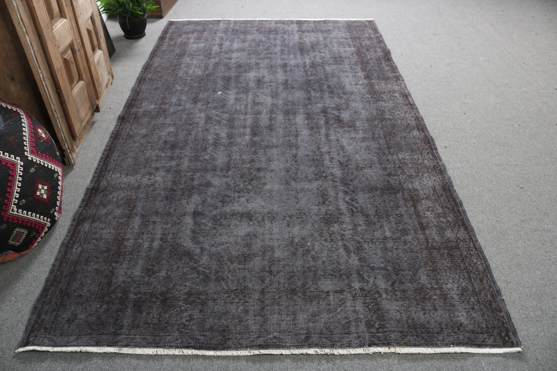 Gray  5.3x9.1 ft Large Rugs, Floor Rugs, Turkish Rugs, Bedroom Rug, Luxury Rugs, Cool Rugs, Large Oushak Rugs, Vintage Rug