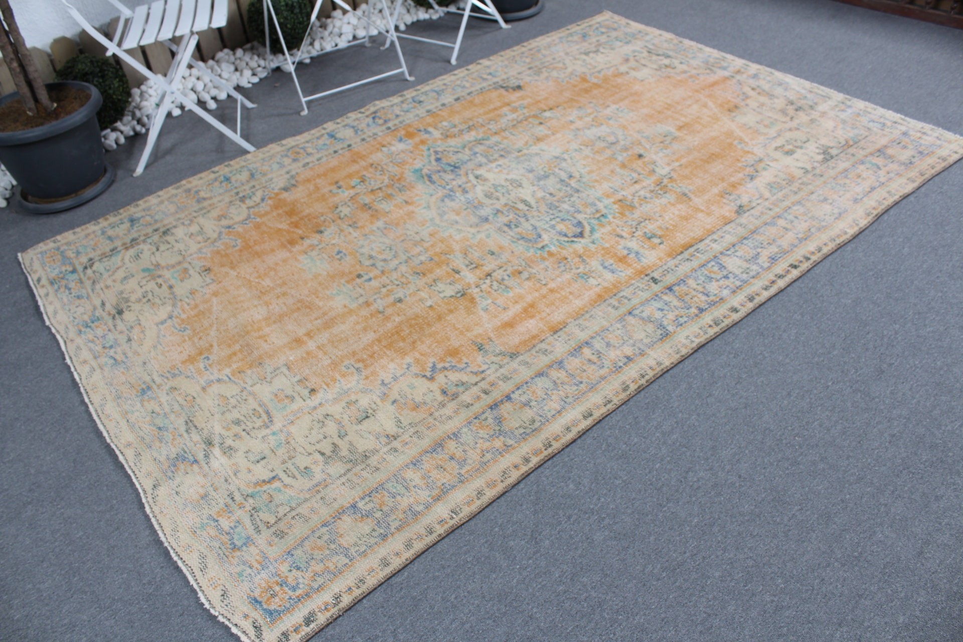 5.4x8.4 ft Büyük Halılar, Oturma Odası Halısı, Soğuk Halı, Salon Halıları, Turuncu Soğuk Halı, Yatak Odası Halıları, Vintage Halılar, Anadolu Halısı, Türk Halısı