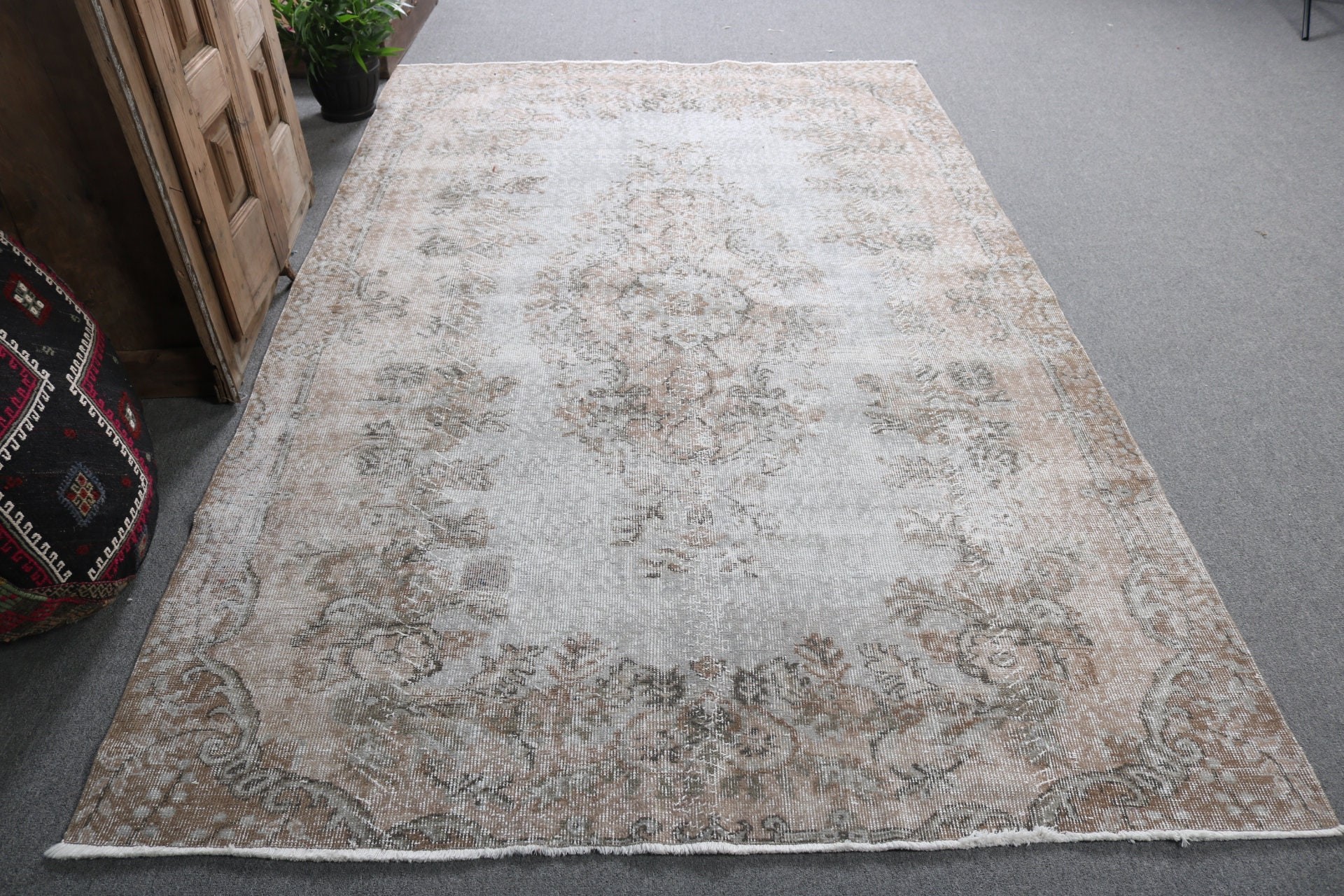 Oturma Odası Halıları, Lüks Halı, Türk Halısı, Boho Halısı, Vintage Halı, Yatak Odası Halısı, Gri Antika Halılar, 5.6x8.7 ft Büyük Halılar, Yemek Odası Halısı