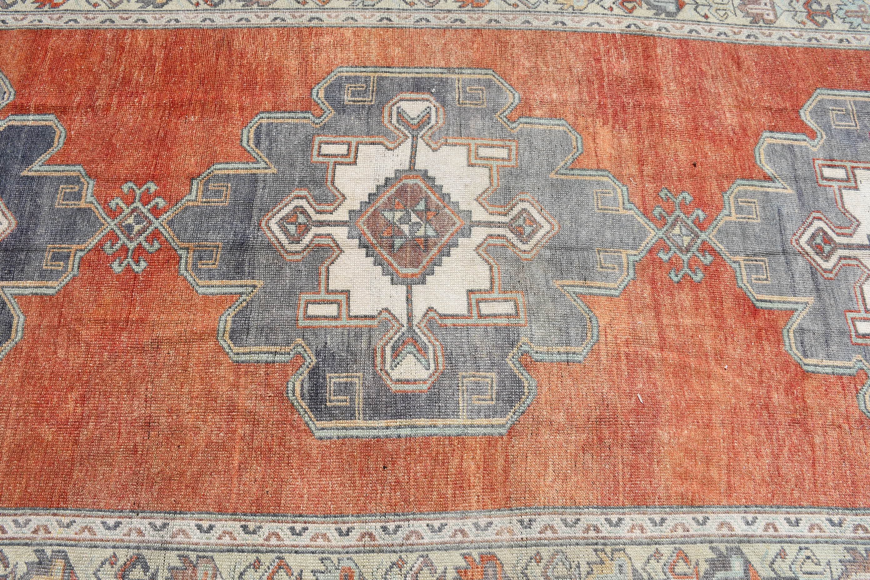 Kitchen Rugs, Orange Oriental Rug, Hand Woven Rug, Vintage Rug, Oushak Rugs, 4.7x11.6 ft Large Rugs, Turkish Rug, Salon Rug, Bedroom Rugs