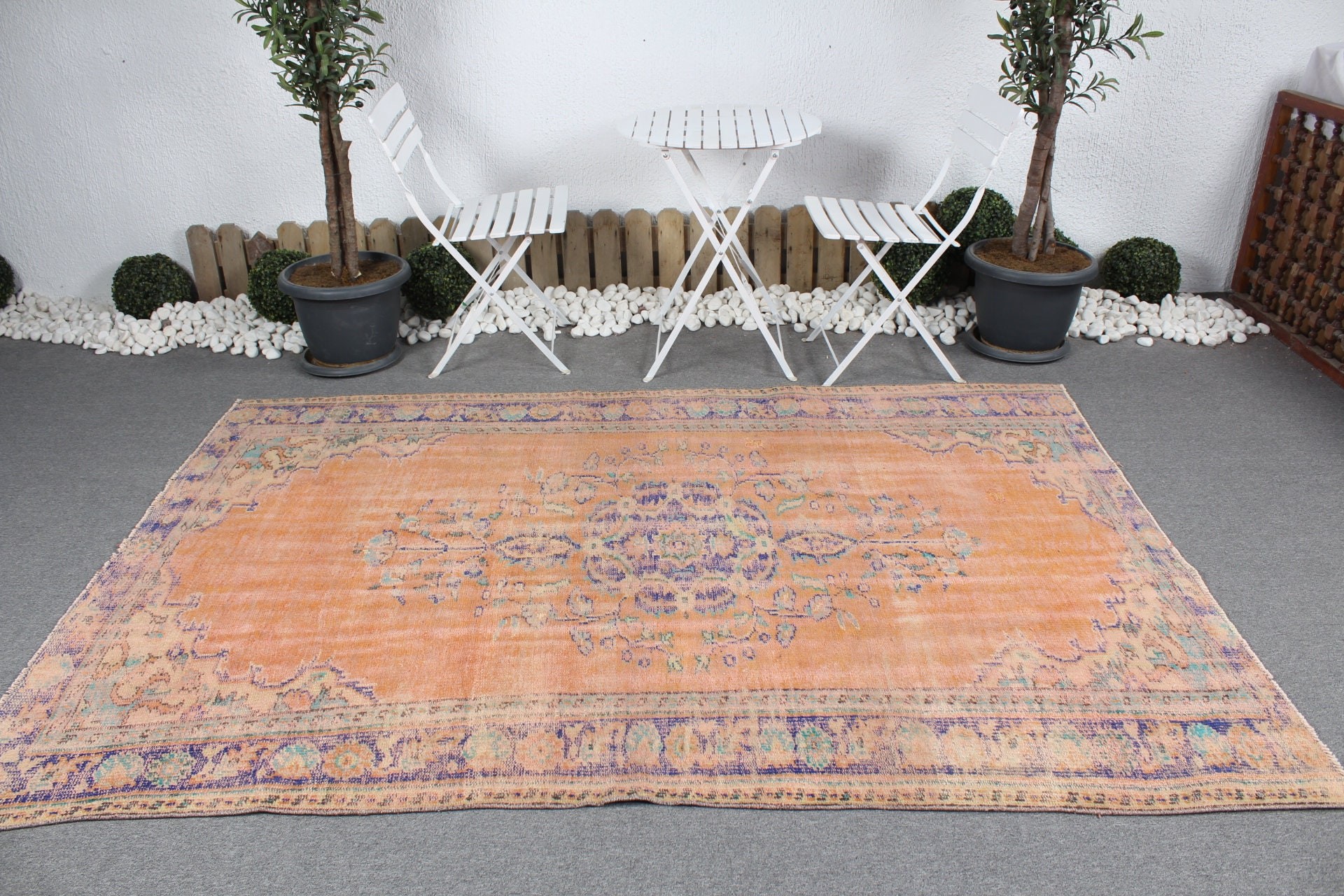 Bedroom Rug, Turkish Rugs, 5.5x8.1 ft Large Rugs, Orange Floor Rugs, Home Decor Rugs, Dining Room Rugs, Oriental Rugs, Vintage Rugs