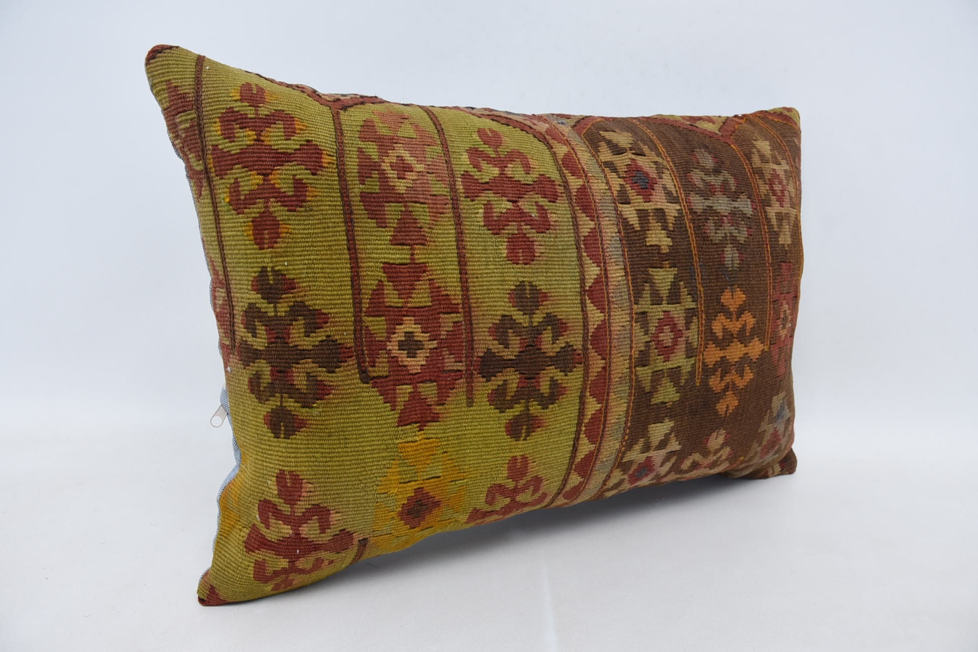 16"x24" Green Cushion Cover, Vintage Kilim Throw Pillow, Christmas Cushion Case, Kilim Pillow, Art Deco Pillow, Kilim Pillow Cover