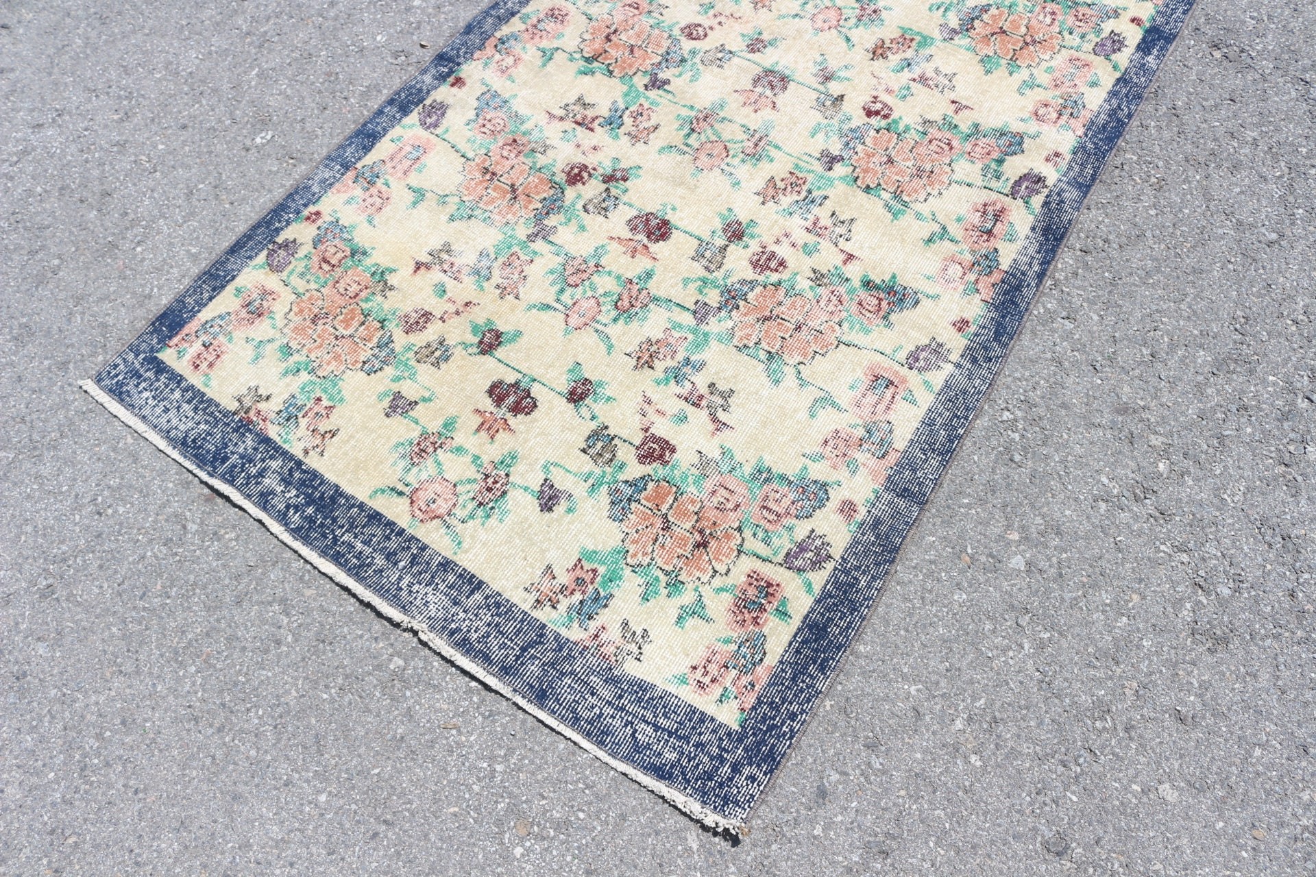 3.5x7 ft Area Rug, Rugs for Bedroom, Turkish Rug, Vintage Rug, Blue Oushak Rug, Nursery Rug, Dining Room Rug, Antique Rug