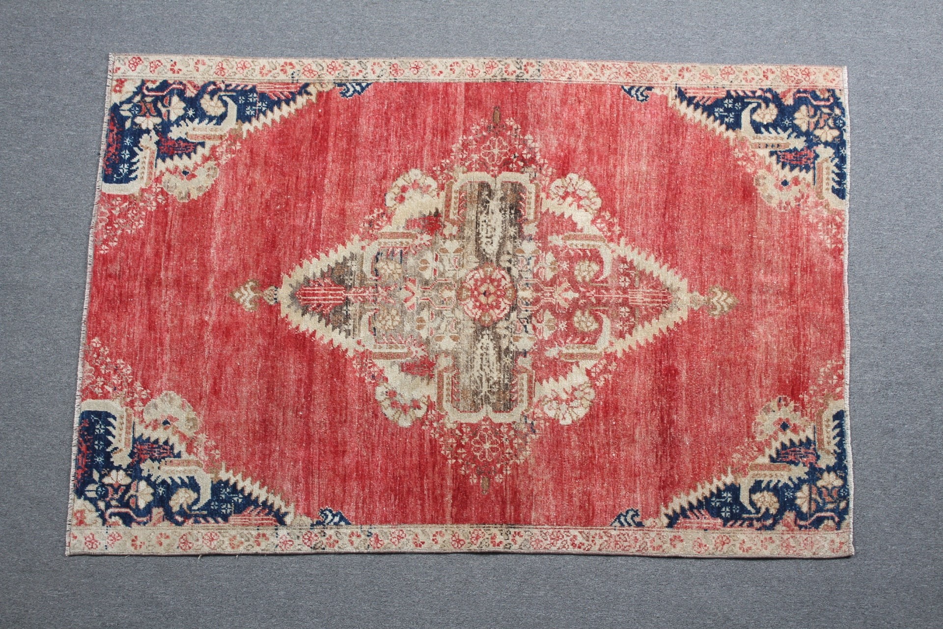 Vintage Rug, Turkish Rug, Nursery Rug, 3.6x5.4 ft Accent Rug, Red Bedroom Rug, Eclectic Rug, Floor Rug, Rugs for Entry