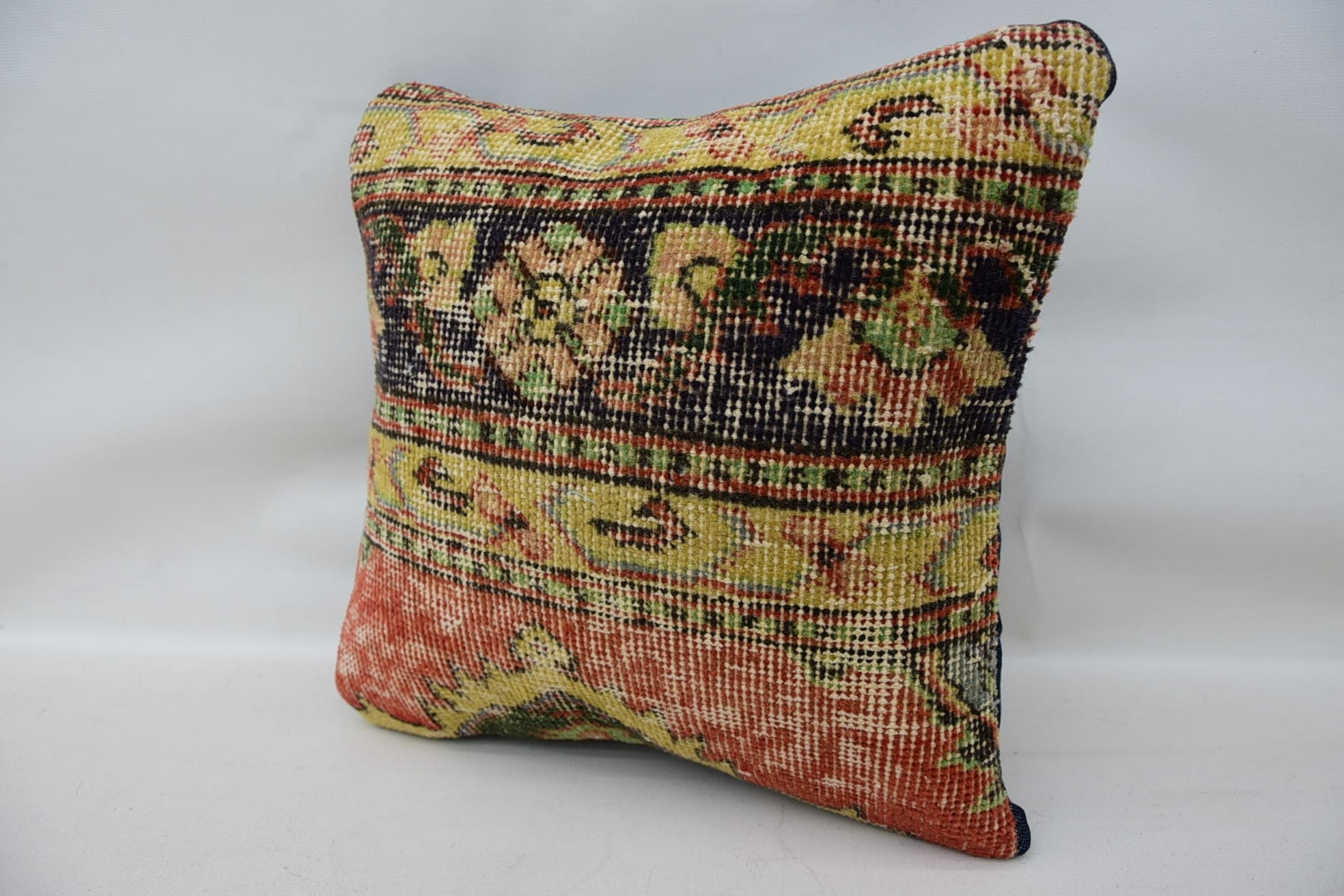 14"x14" Beige Pillow Cover, Antique Pillows, Outdoor Throw Cushion Case, Boho Pillow, Ethnical Kilim Rug Pillow, Aztec Pillow Cover