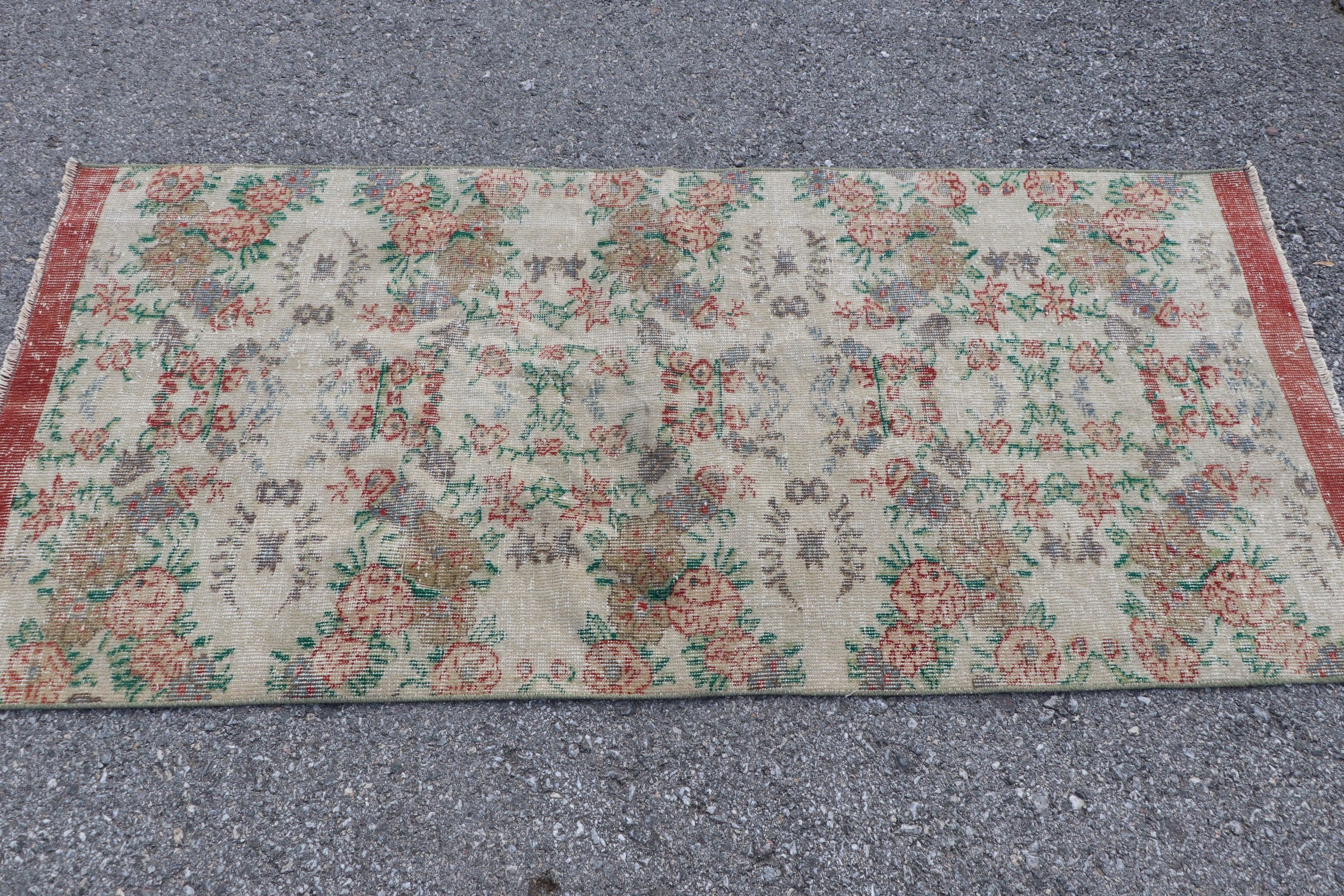 Rugs for Entry, Turkish Rugs, Bedroom Rug, Wool Rugs, Vintage Rugs, Entry Rug, Vintage Decor Rug, Beige Kitchen Rug, 2.7x5.8 ft Accent Rug