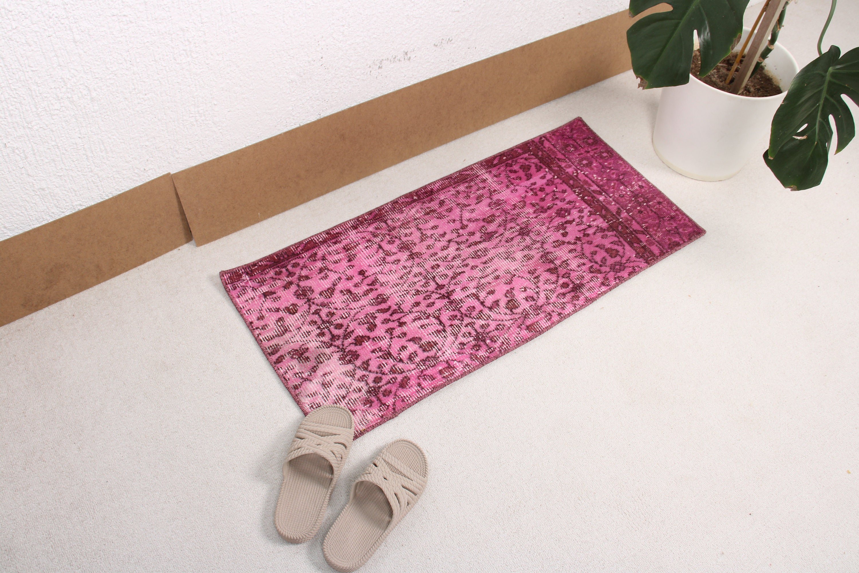 Bath Rugs, Cute Bath Mat Rug, Pink Bedroom Rug, Turkish Rug, 1.5x3.1 ft Small Rug, Vintage Rug, Modern Rugs, Neutral Rugs, Small Area Rugs