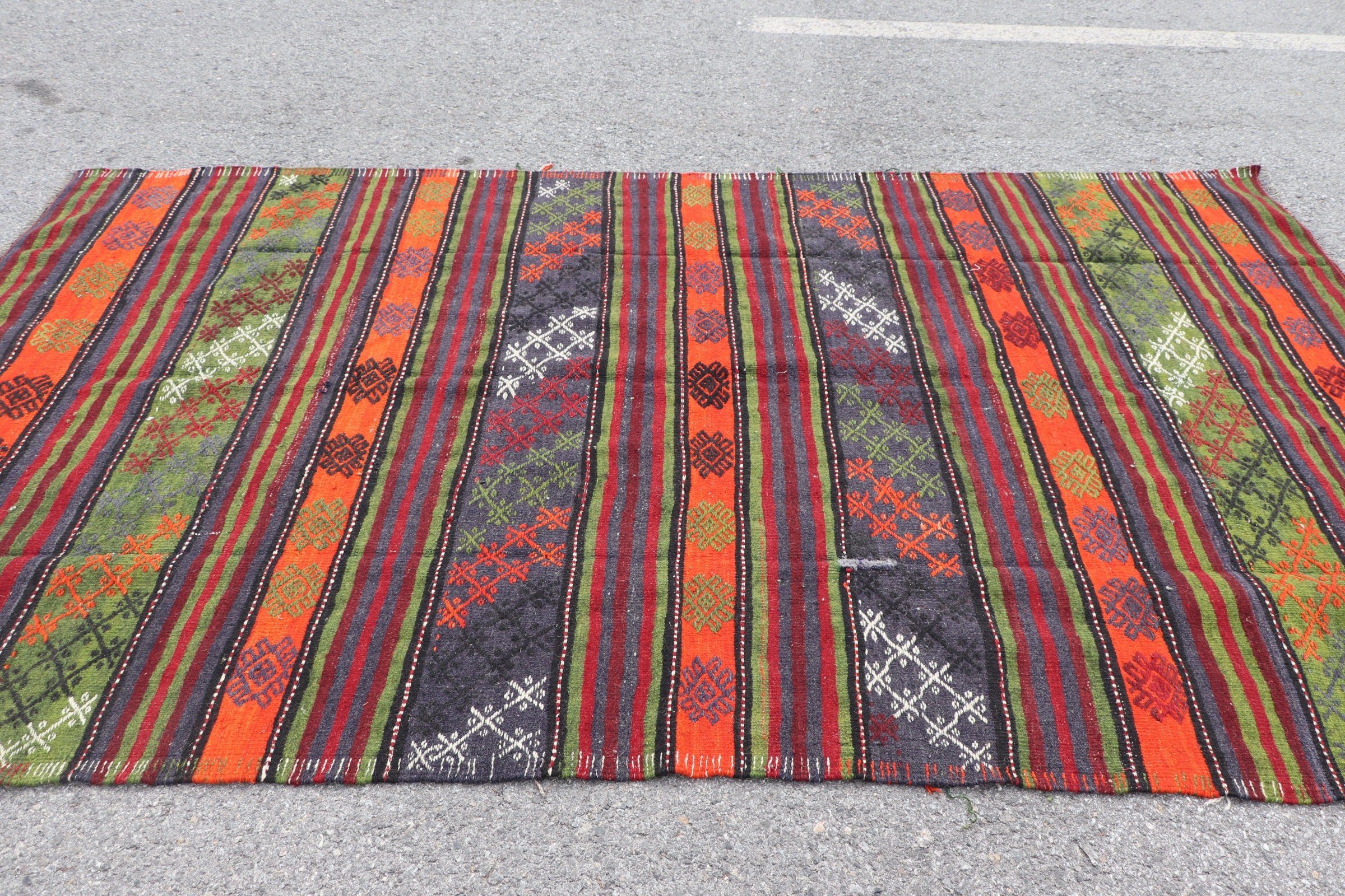 Vintage Rug, Floor Rugs, Antique Rugs, Salon Rug, Turkish Rug, Kilim, Pastel Rug, 5.6x9.8 ft Large Rug, Red Moroccan Rug, Dining Room Rug