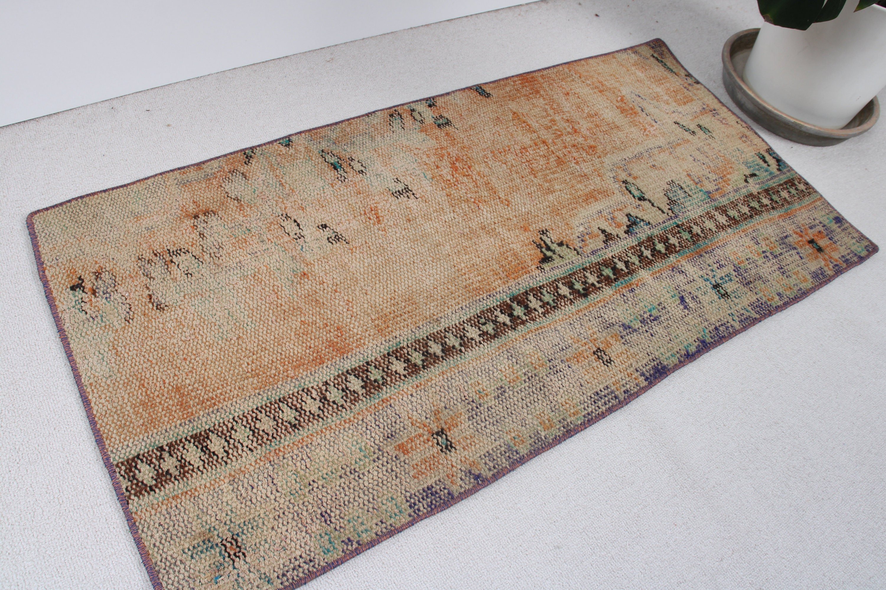 2x3.9 ft Küçük Halılar, Araba Paspas Halıları, Banyo Halısı, Turuncu Ev Dekor Halısı, Vintage Halı, Yatak Odası Halıları, Boho Halıları, Araba Paspas Halıları, Türk Halısı