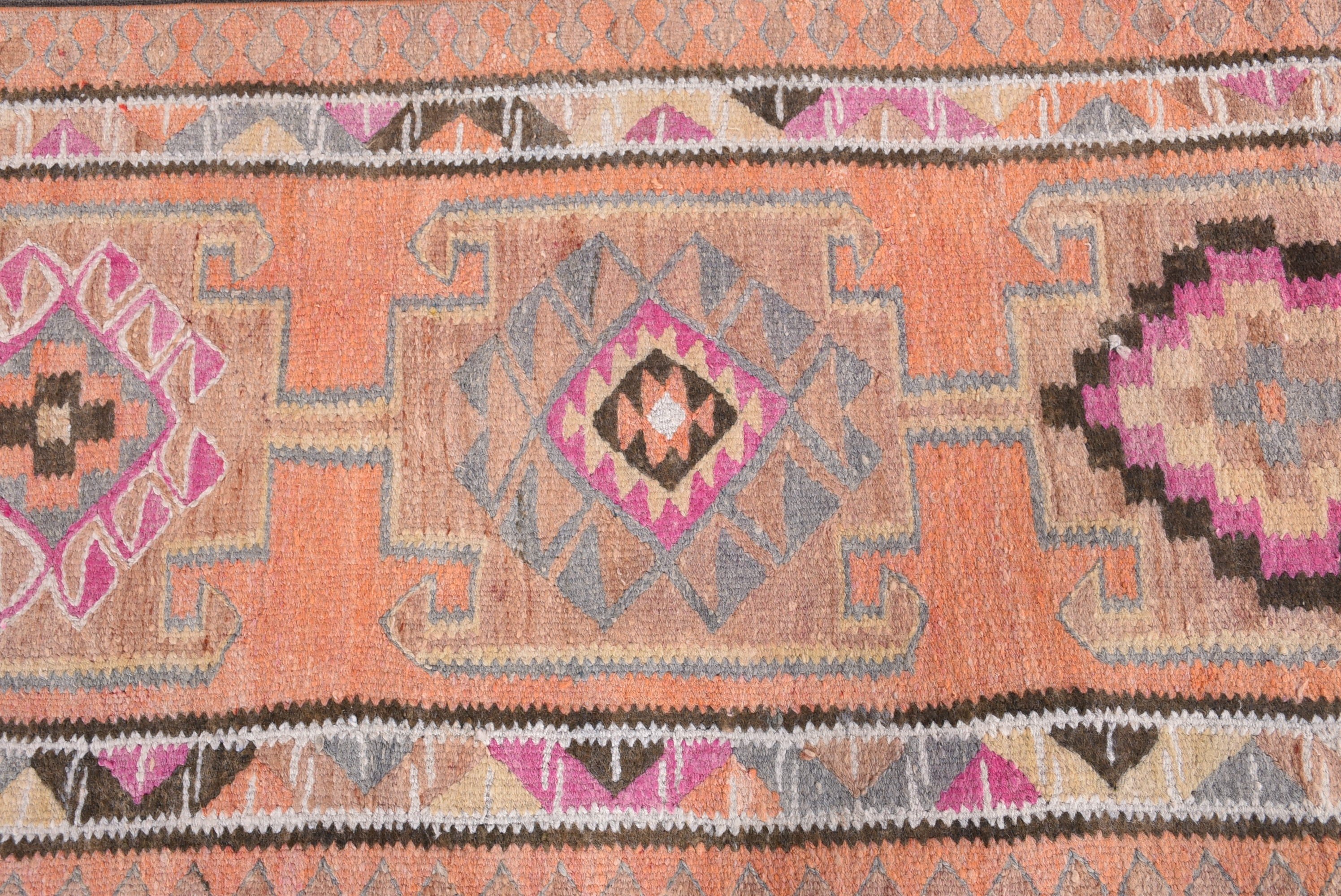 Floor Rug, Long Runner Rugs, Turkish Rug, Rugs for Runner, Vintage Rugs, Aztec Rugs, Statement Rug, Orange Boho Rugs, 2.6x9.9 ft Runner Rug