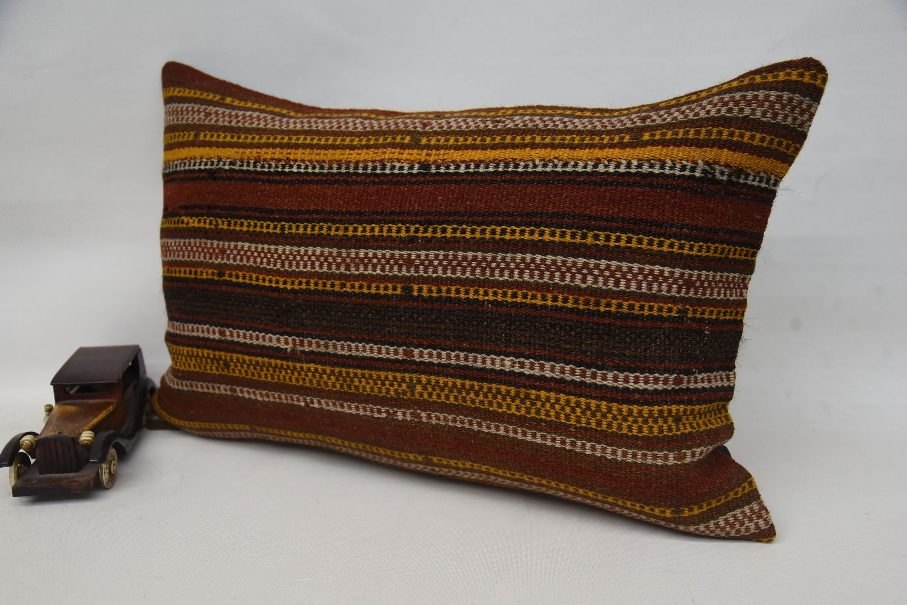 Interior Designer Pillow, 16"x24" Yellow Cushion Cover, Vintage Pillow, Handwoven Pillow Cover Pillow Case, Handmade Kilim Cushion