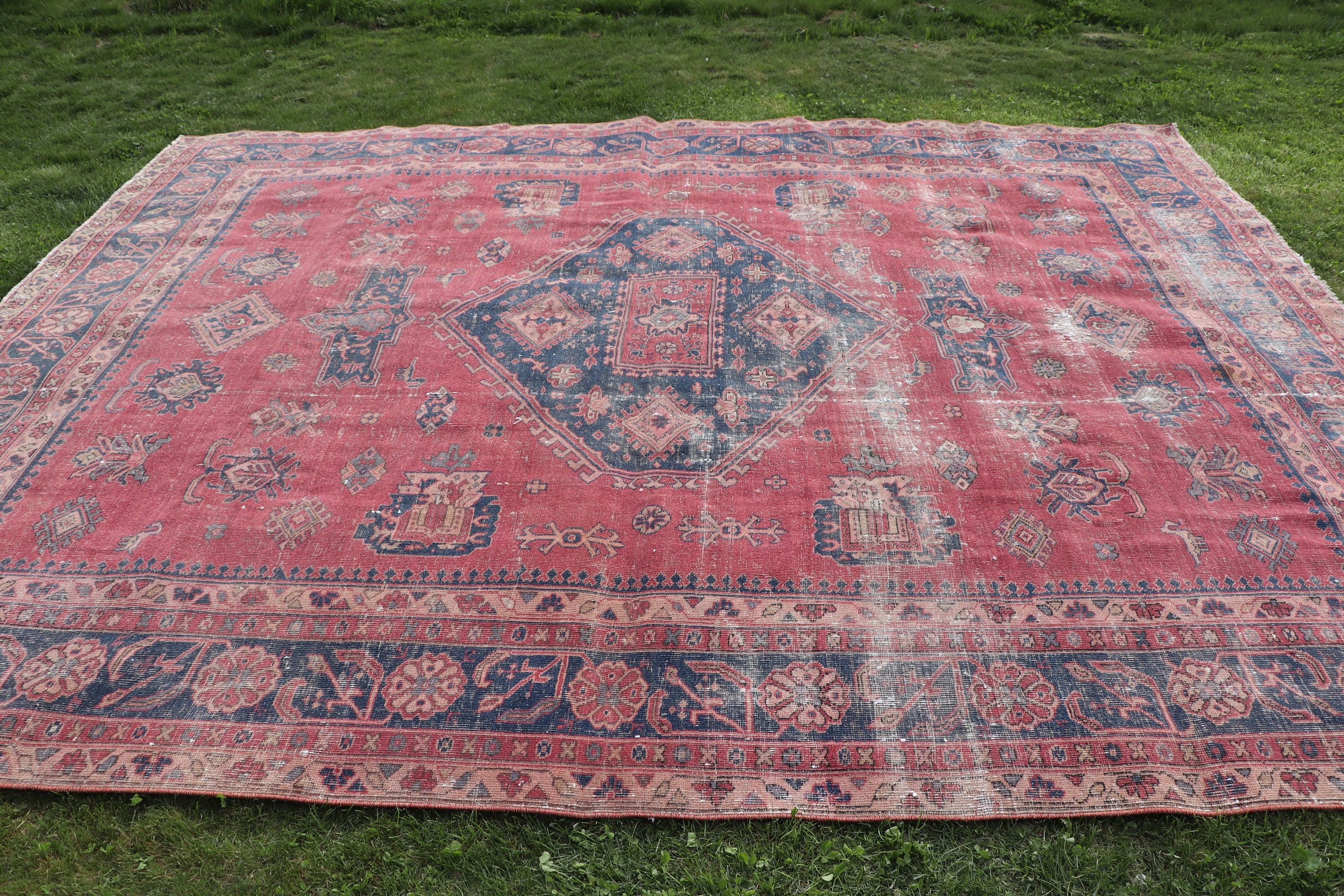 Antika Halılar, Büyük Boy Vintage Halılar, 8.6x11 ft Büyük Boy Halı, Oturma Odası Halısı, Vintage Halı, Türk Halısı, Kırmızı Lüks Halılar, Nötr Halılar