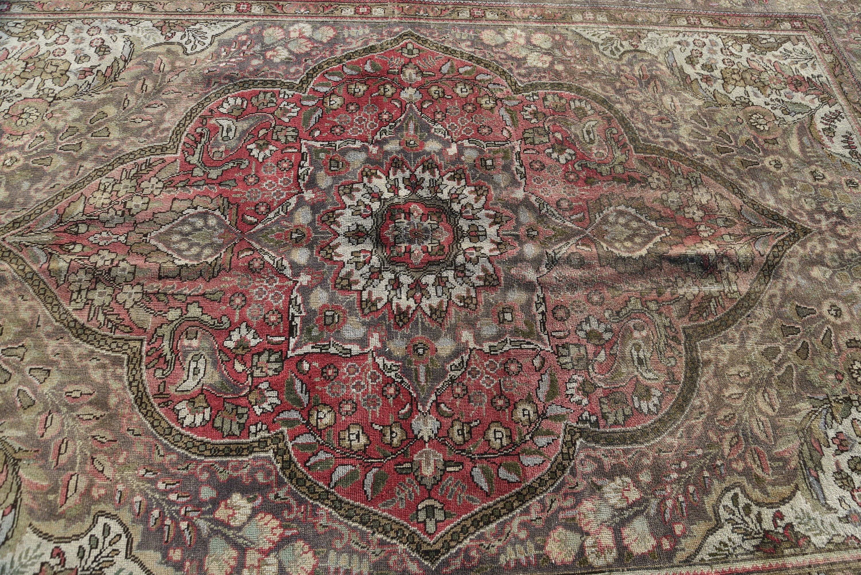 Vintage Halı, Oturma Odası Halısı, Soyut Halı, Yün Halılar, Yemek Odası Halıları, Yer Halıları, Salon Halısı, 7.8x11.4 ft Büyük Boy Halı, Türk Halısı