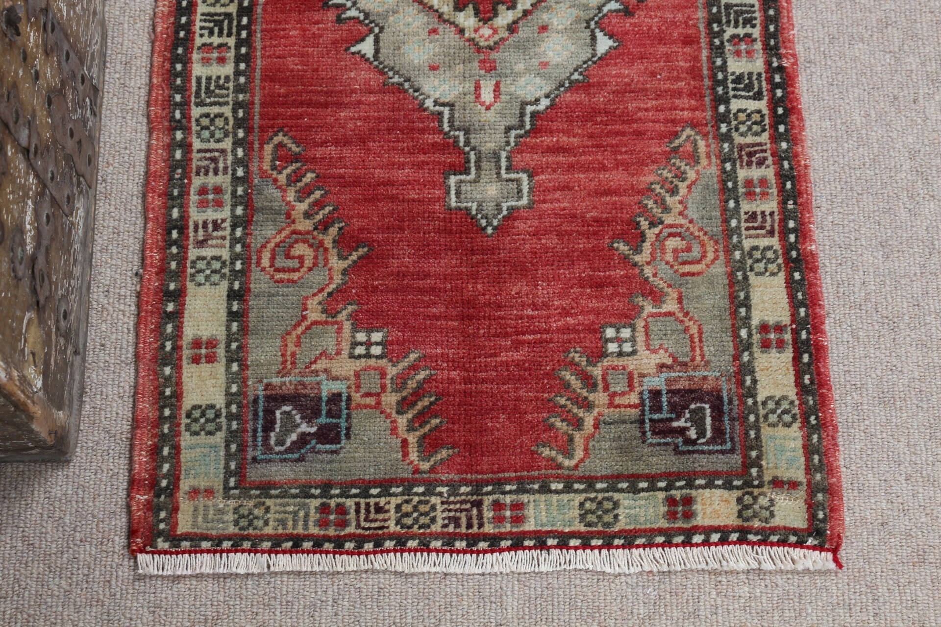 Cool Rugs, Oushak Rugs, Turkish Rug, Entry Rug, Red Floor Rugs, Rugs for Wall Hanging, 1.7x3.1 ft Small Rug, Vintage Rug, Nursery Rug