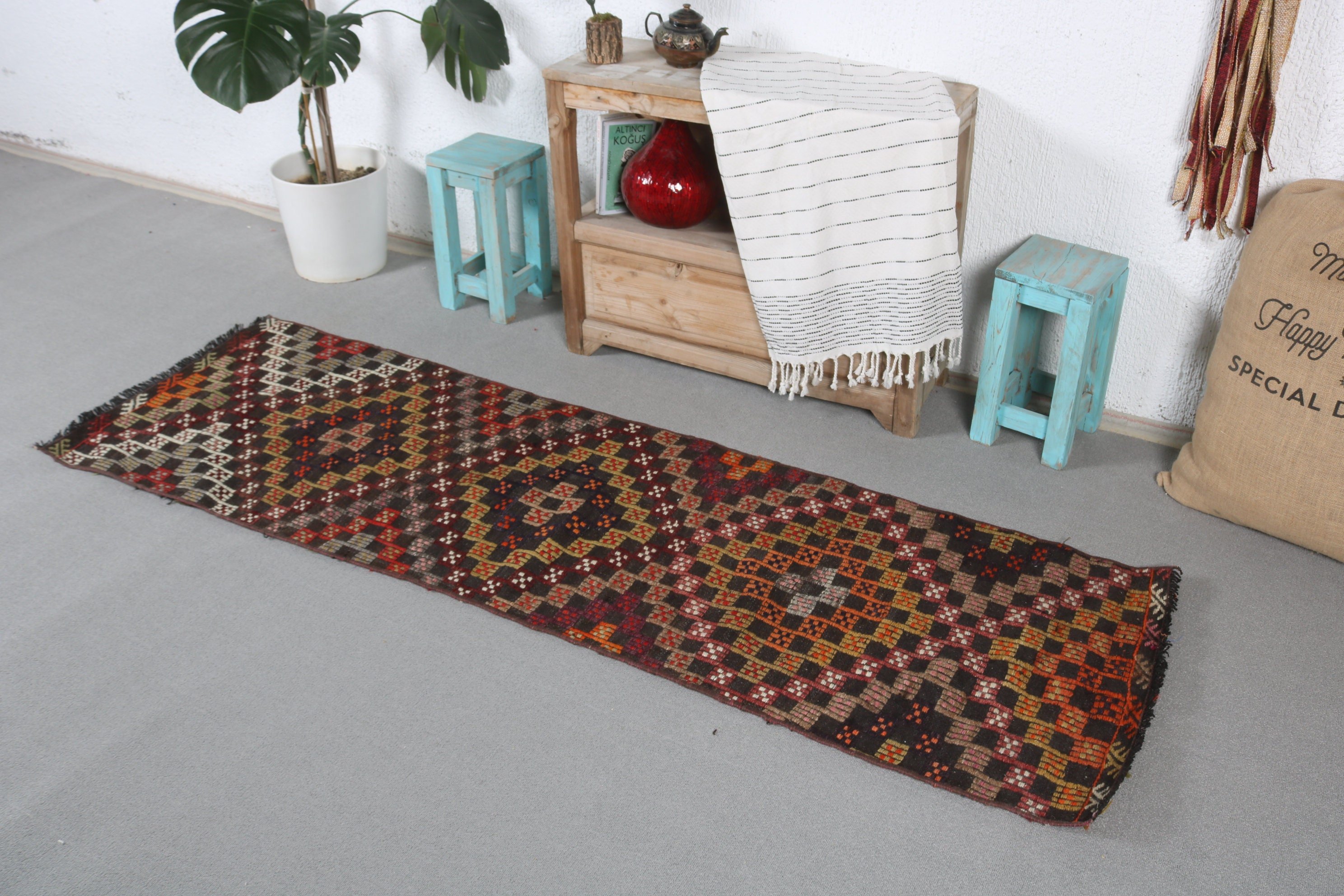 Türk Halısı, Vintage Halılar, Koridor Halıları, Yer Halıları, Kırmızı 2.1x6.8 ft Runner Halıları, Koridor Halıları, Soğuk Halı, Kilim, Parlak Halı