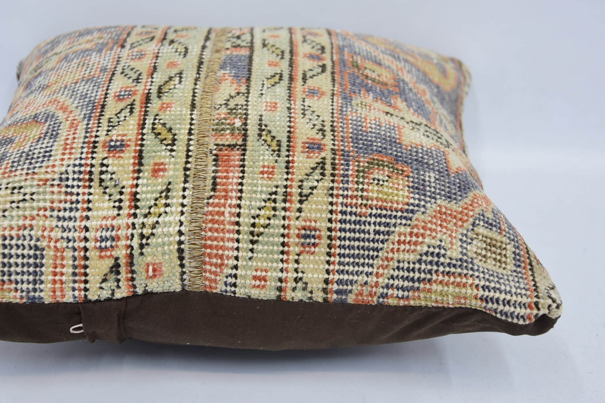 Antique Pillows, Handmade Kilim Cushion, 16"x16" Blue Pillow Sham, Vintage Pillow Cover, Kilim Pillow Cover