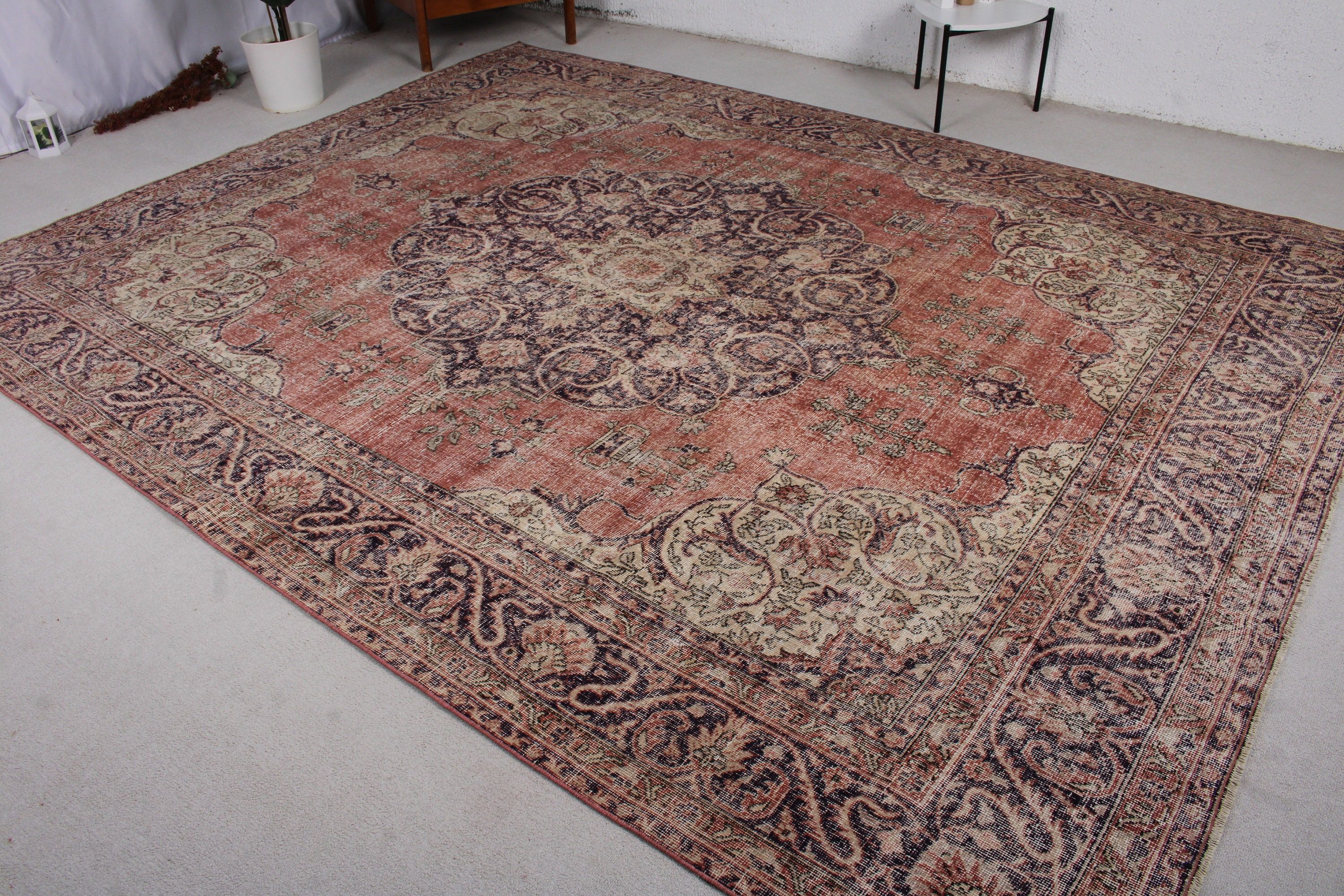 Floor Rug, Vintage Rug, Turkish Rugs, 8.7x11.1 ft Oversize Rugs, Statement Rugs, Oversize Vintage Rugs, Salon Rug, Beige Oriental Rug