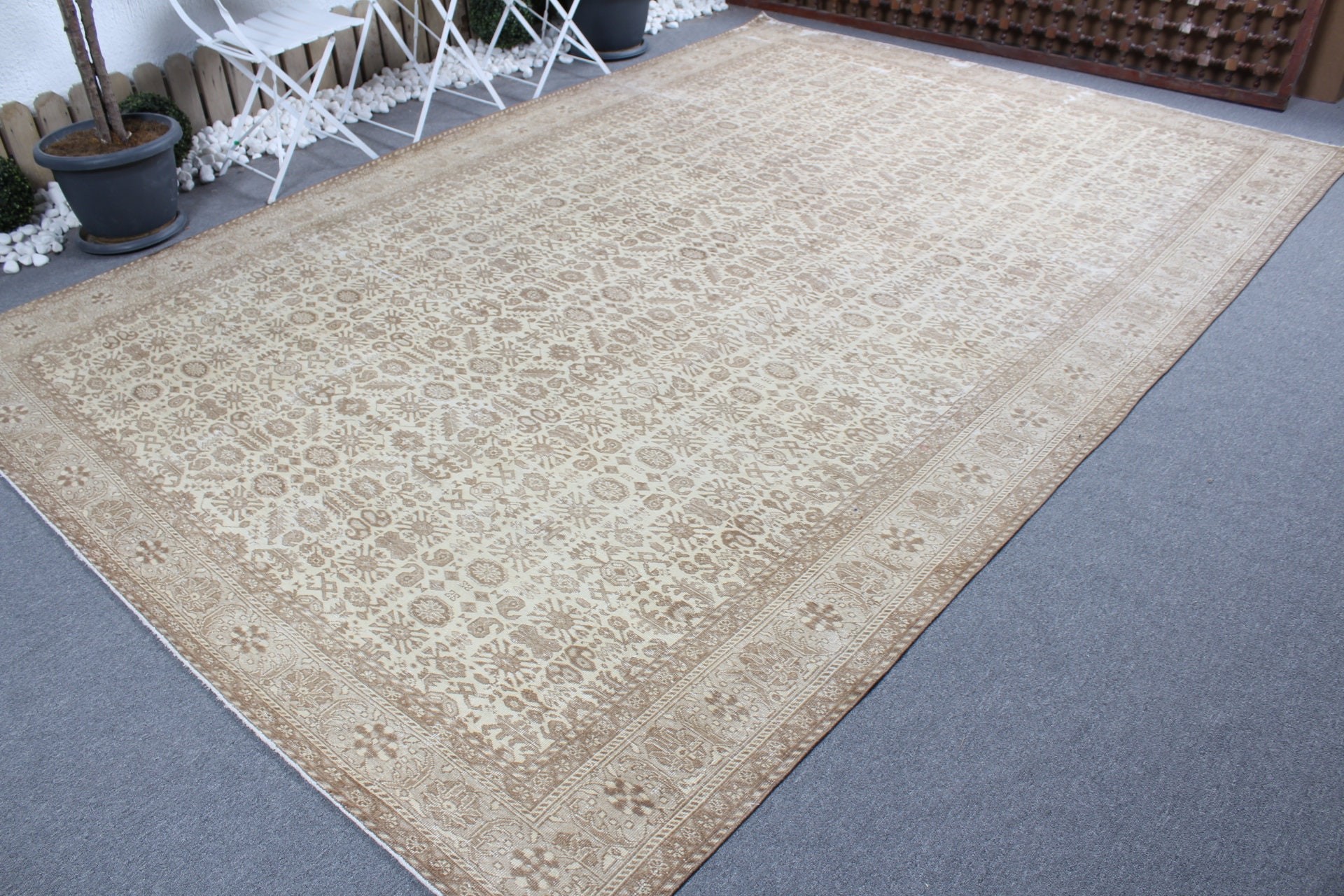 Boho Rug, 8.1x12.1 ft Oversize Rugs, Beige Antique Rugs, Living Room Rug, Floor Rug, Cool Rugs, Turkish Rugs, Vintage Rug, Saloon Rug