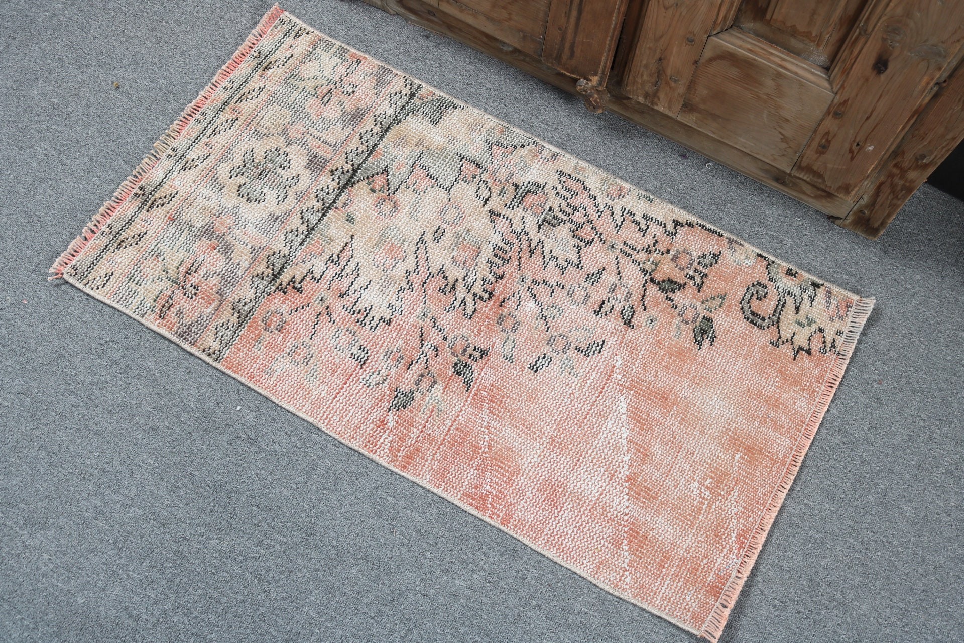 1.6x3 ft Small Rug, Orange Handwoven Rugs, Cool Rug, Vintage Rugs, Neutral Rug, Outdoor Rug, Kitchen Rugs, Bedroom Rug, Turkish Rugs