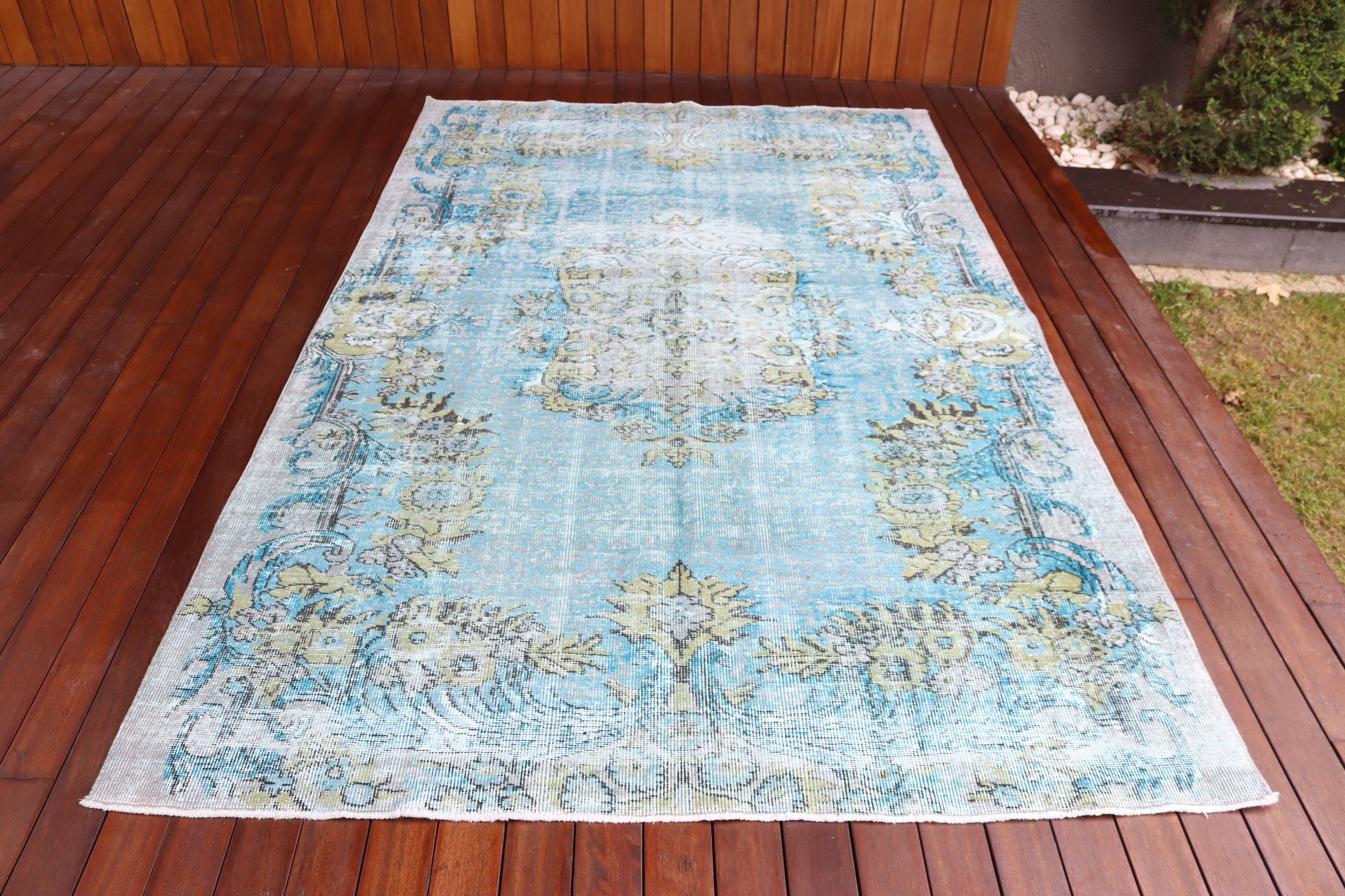 Salon Rug, 5.4x8.3 ft Large Rugs, Vintage Rugs, Luxury Rug, Geometric Rugs, Office Rug, Turkish Rug, Dining Room Rug, Blue Bedroom Rugs