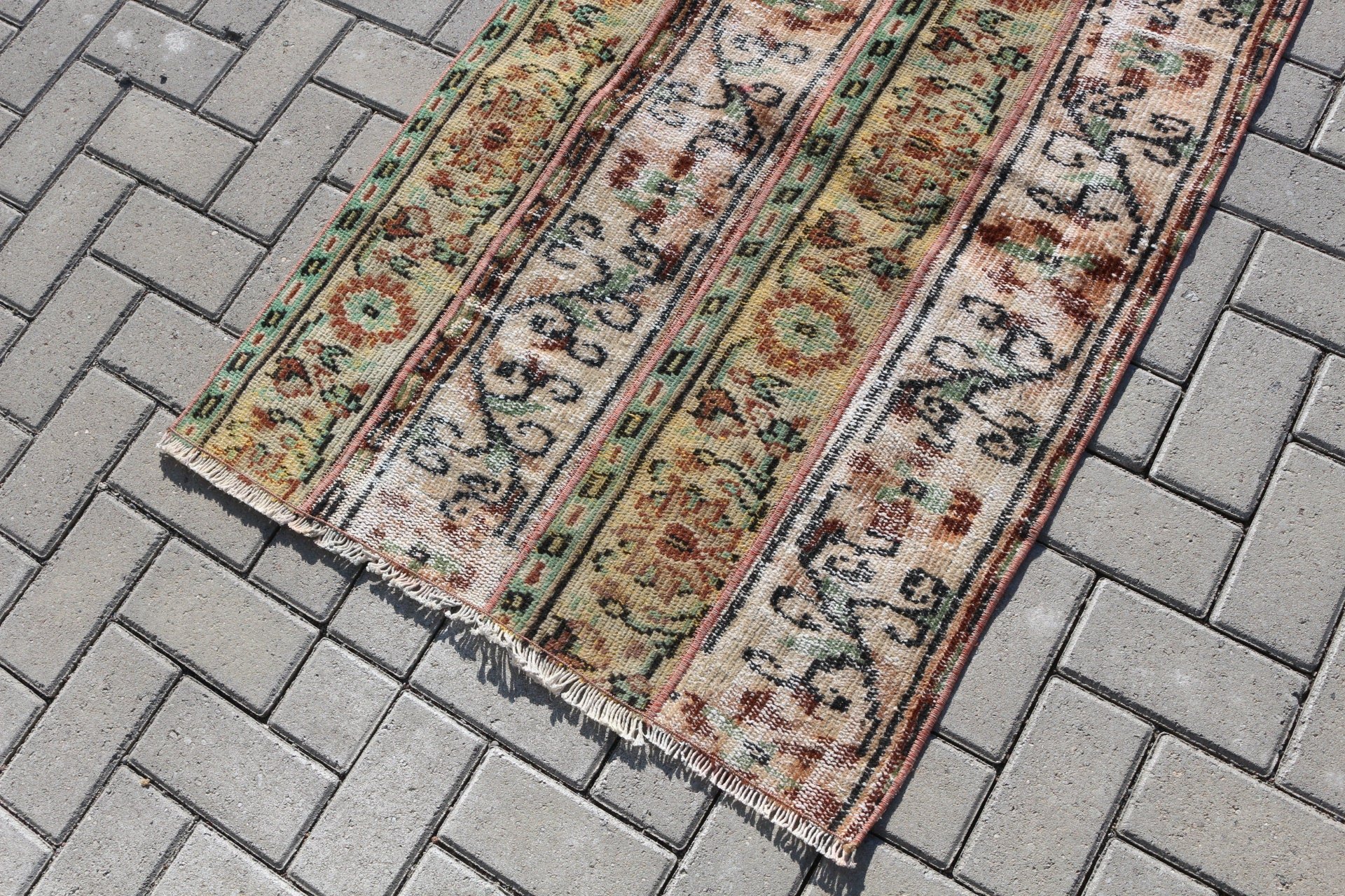 Rugs for Kitchen, 2.6x3.6 ft Small Rugs, Wall Hanging Rug, Entry Rug, Oriental Rug, Vintage Rugs, Turkish Rugs, Cool Rug, Green Oushak Rug