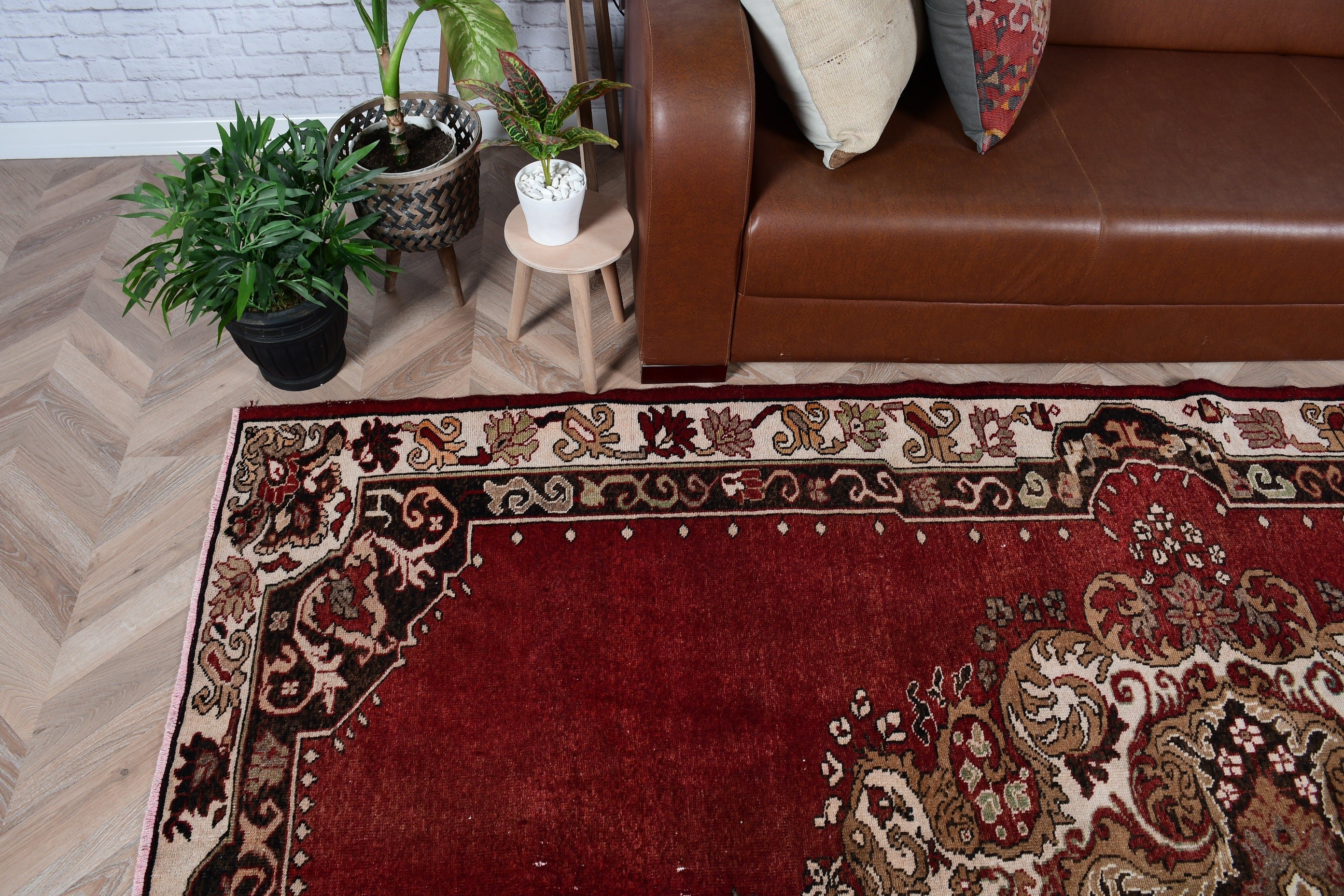 Oriental Rug, Vintage Rug, Salon Rugs, Turkish Rug, 6.7x10.2 ft Large Rug, Dining Room Rug, Red Home Decor Rug, Abstract Rug