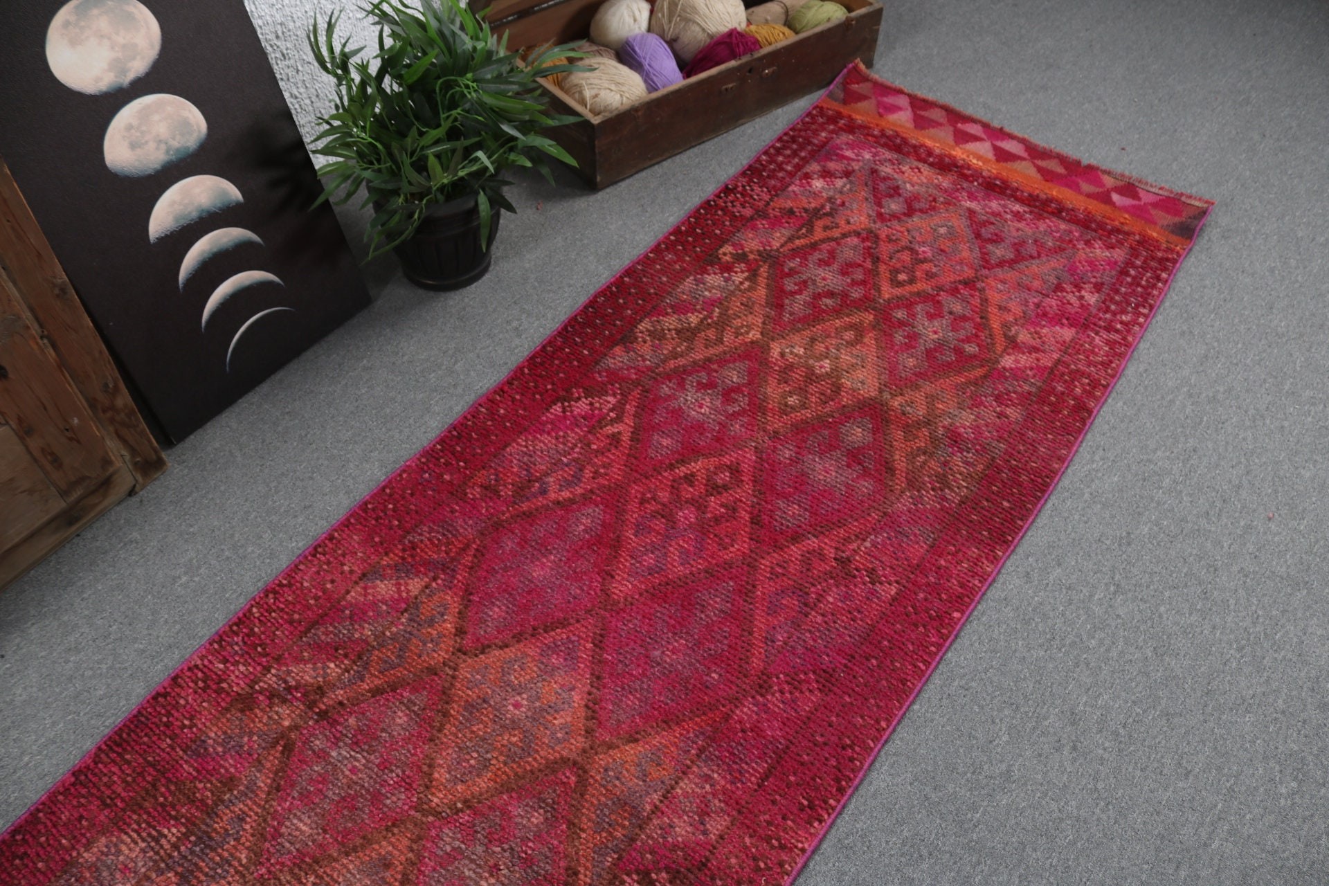 Fas Halıları, Mutfak Halısı, Aztek Halıları, Vintage Halılar, Ev Dekorasyonu Halıları, Koridor Halısı, Pembe Fas Halısı, 2.5x11.5 ft Runner Halısı, Türk Halısı