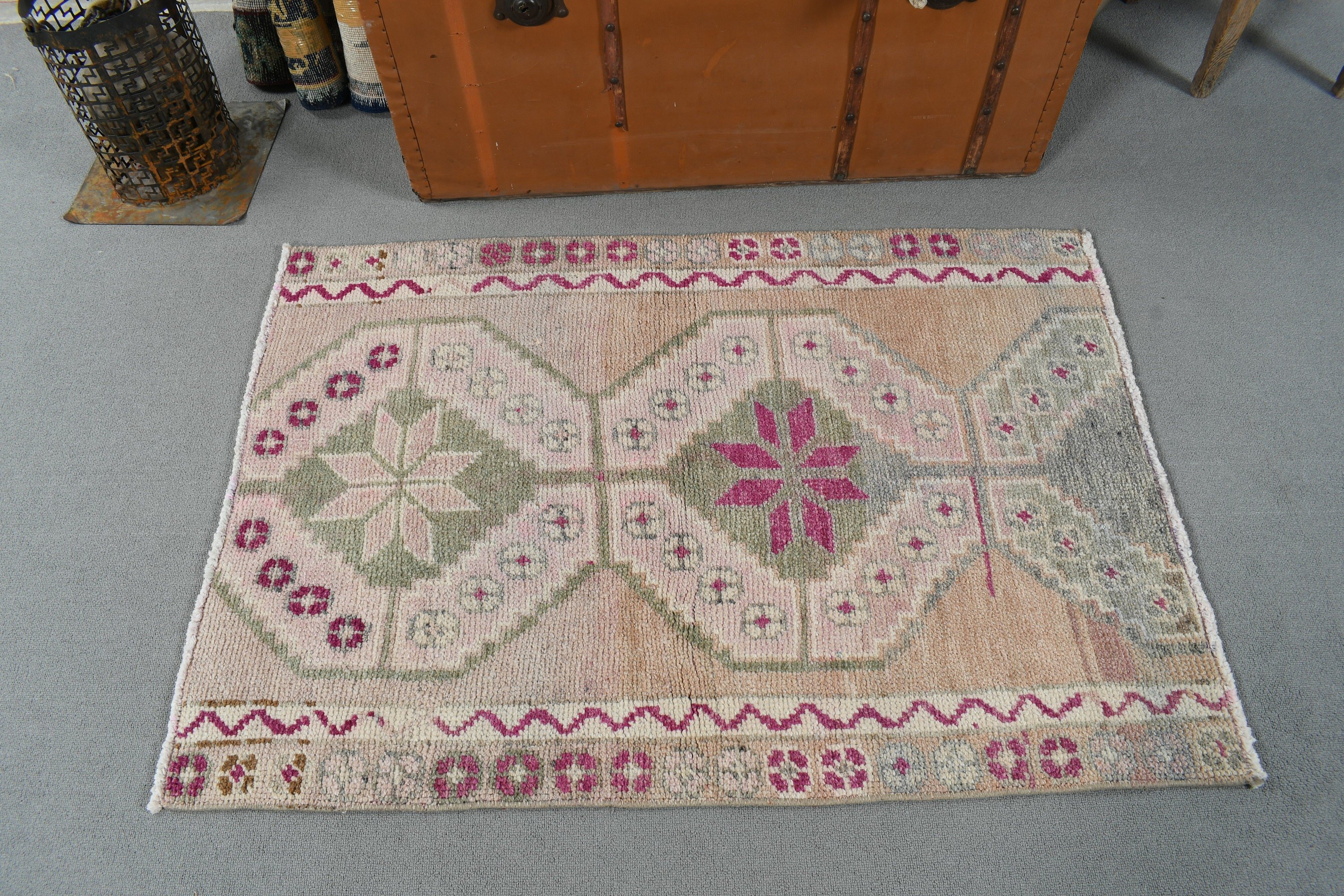 Flatweave Rugs, Wall Hanging Rug, Small Area Rug, Turkish Rugs, Geometric Rugs, Beige Floor Rugs, Vintage Rugs, 2.7x3.9 ft Small Rugs