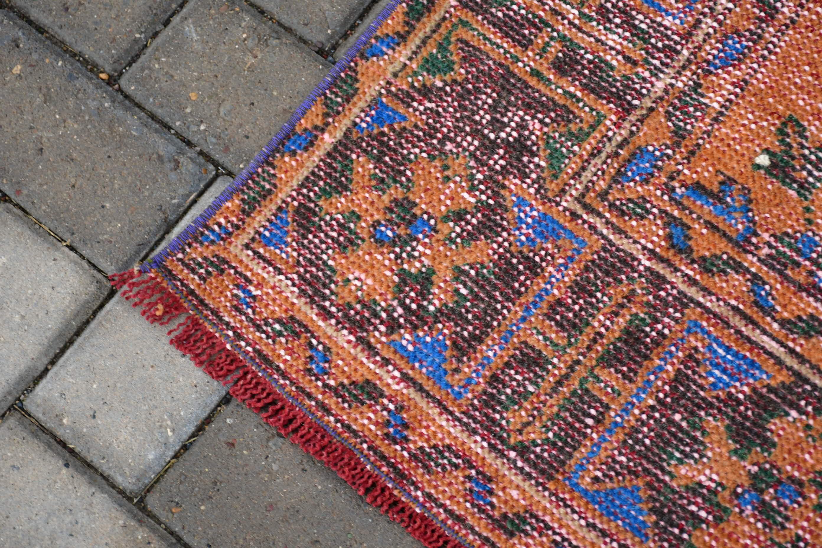 Turkish Rugs, Corridor Rug, Kitchen Rug, Cool Rug, 4.3x11.6 ft Runner Rug, Vintage Rug, Orange Cool Rugs, Rugs for Runner, Retro Rugs