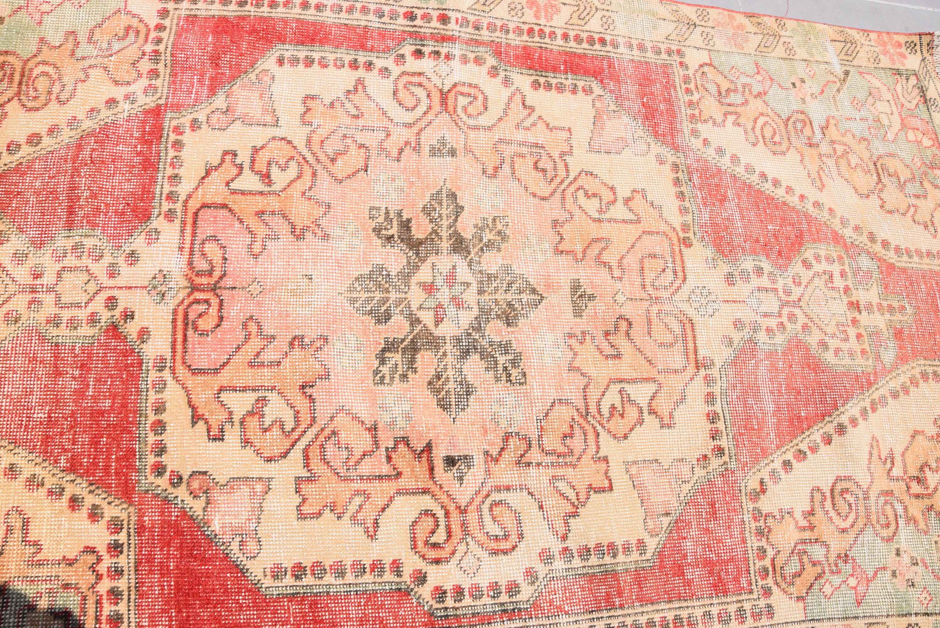 Rugs for Bedroom, Floor Rugs, Anatolian Rug, Turkish Rug, 4.1x7.2 ft Area Rug, Nursery Rug, Vintage Rugs, Antique Rug, Orange Oushak Rug