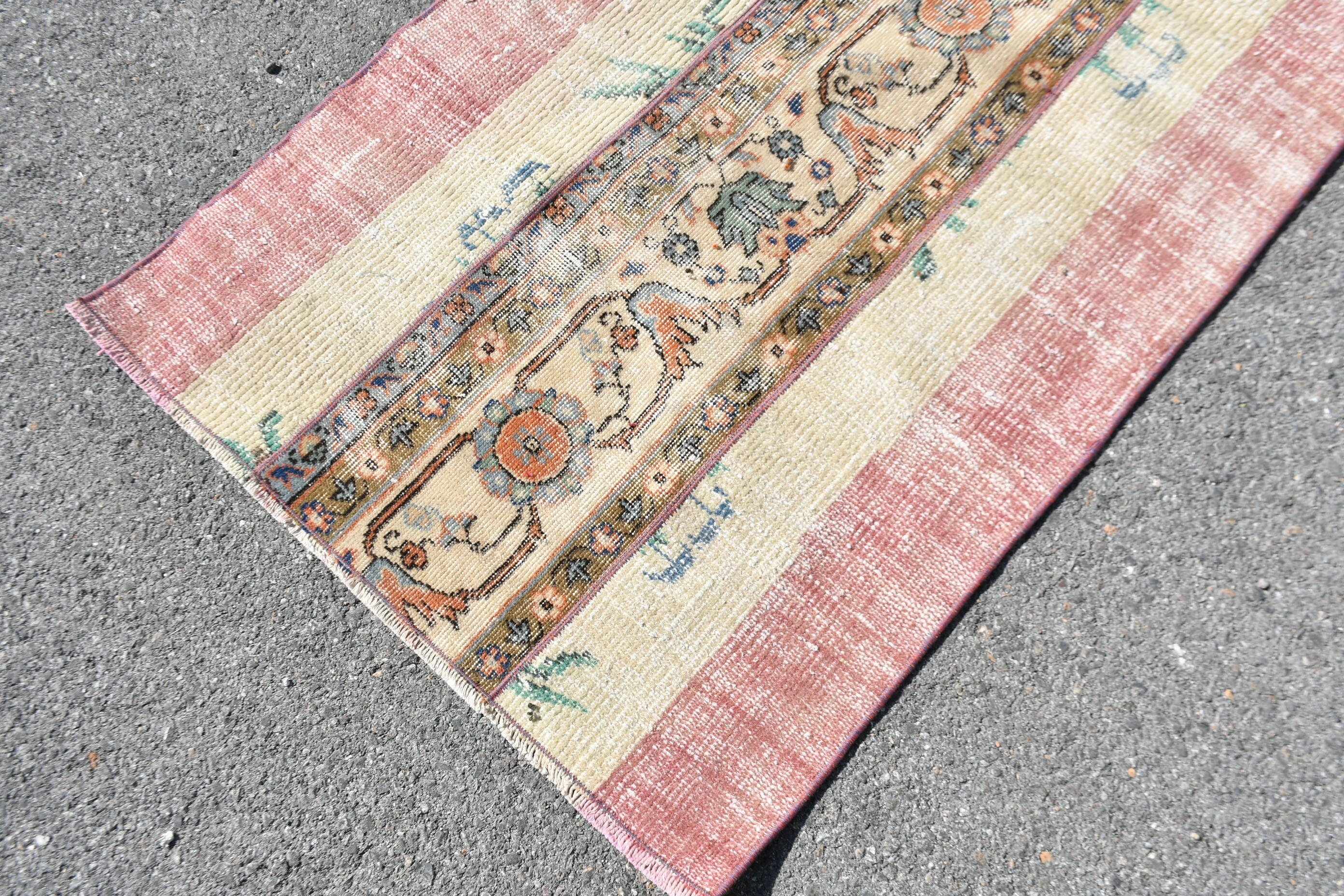 Door Mat Rug, 2.6x4.3 ft Small Rugs, Cool Rug, Bathroom Rug, Pink Oriental Rug, Floor Rug, Vintage Rugs, Rugs for Entry, Turkish Rugs