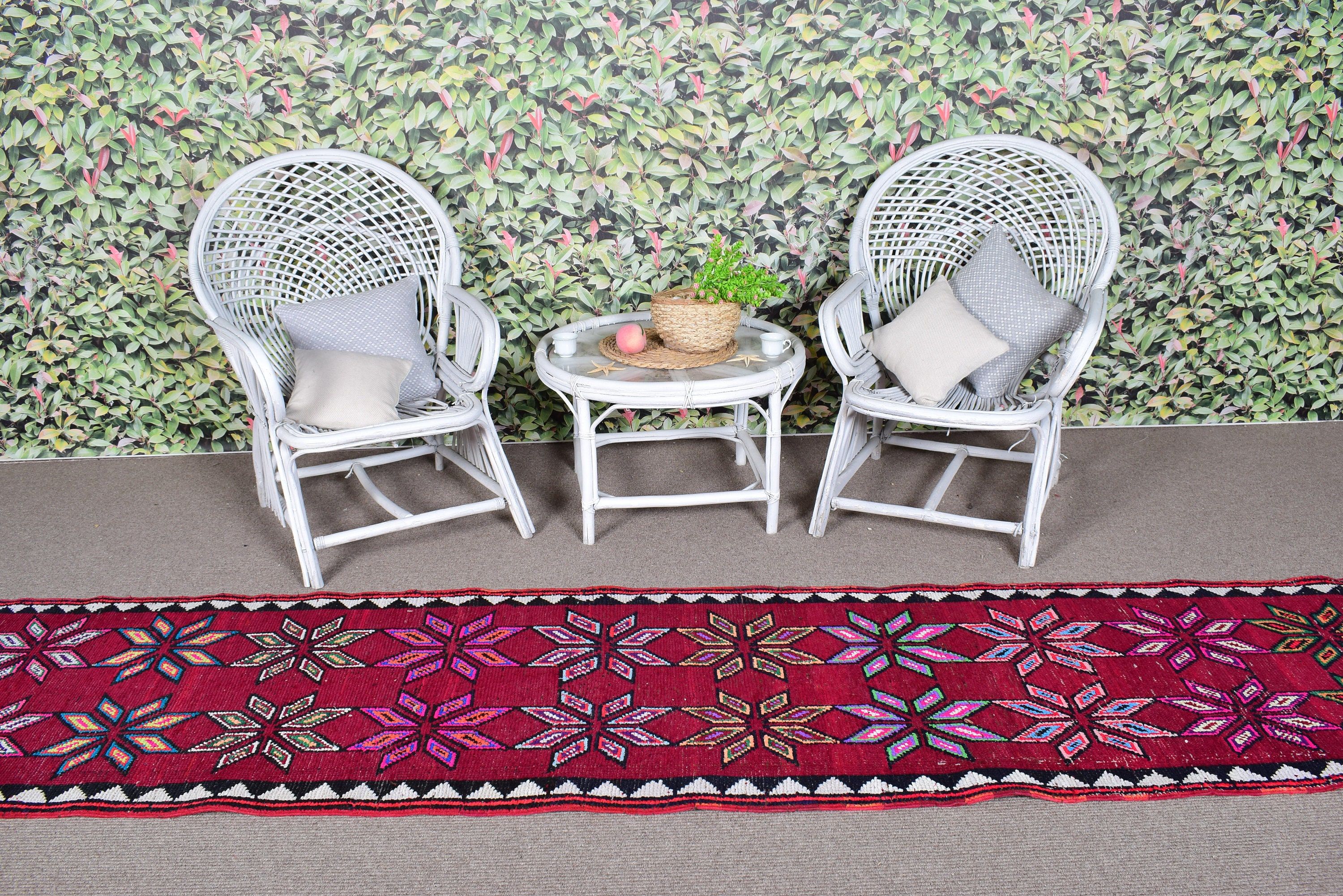 Türk Halısı, Boho Halıları, Vintage Halı, Kırmızı Soğuk Halı, Merdiven Halısı, Beni Ourain Yolluk Halıları, Estetik Halılar, Oryantal Halılar, 2.6x14 ft Koşucu Halısı