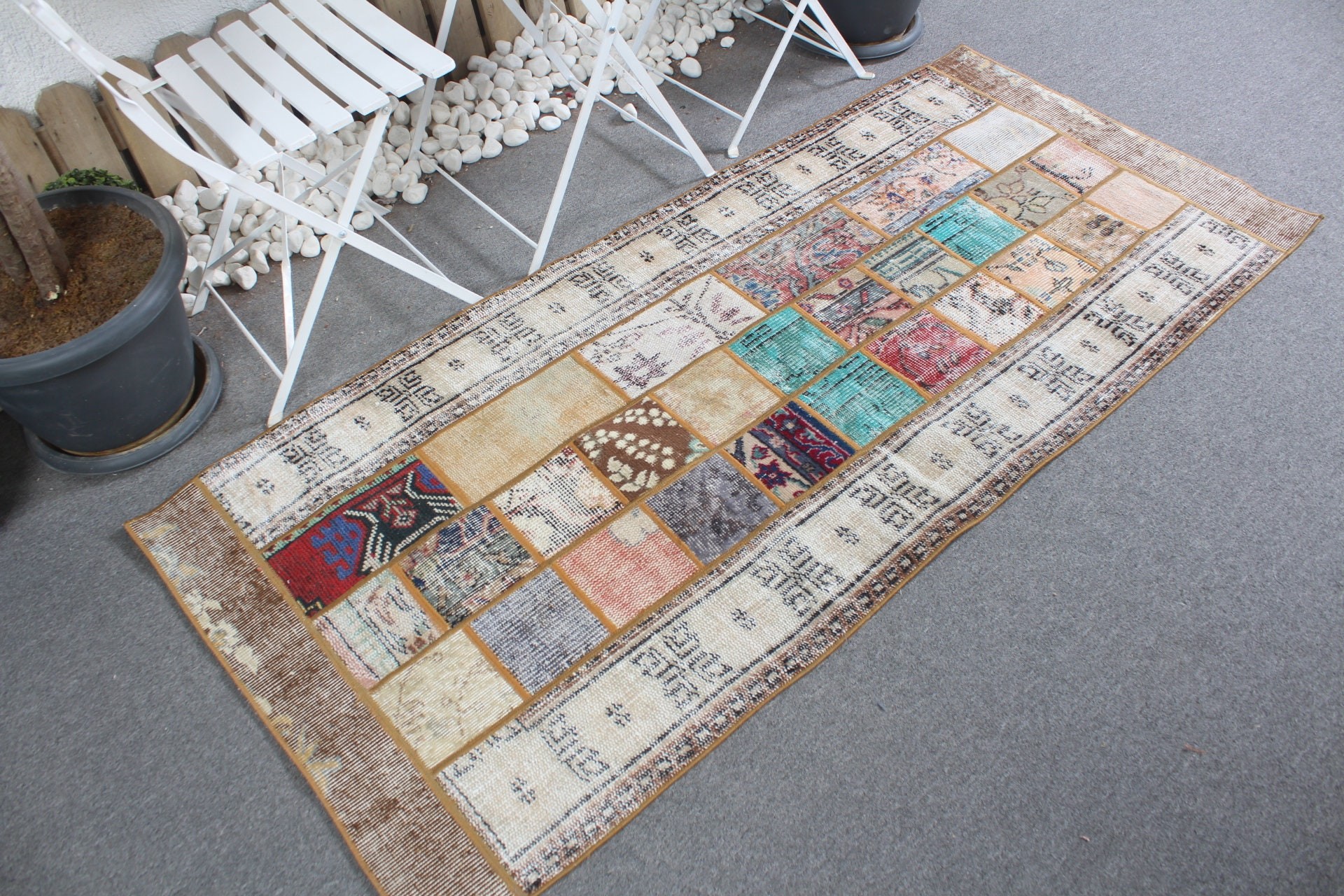 Entry Rug, Beige Wool Rug, Nursery Rug, Bedroom Rug, Turkish Rug, 2.9x6.4 ft Accent Rugs, Rugs for Kitchen, Vintage Rugs