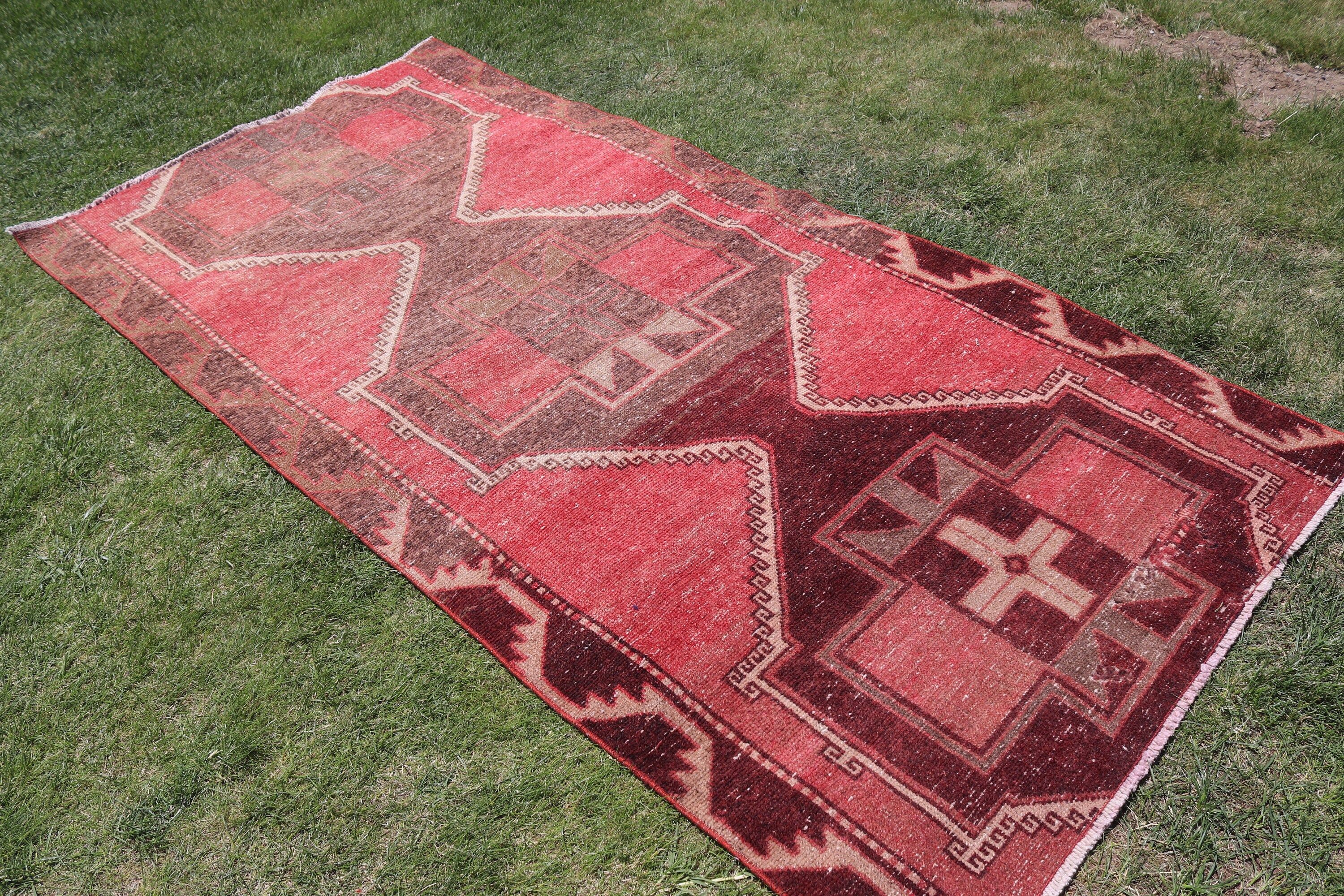 Cool Rugs, Pink  3.9x7.7 ft Area Rug, Turkish Rugs, Vintage Rug, Anatolian Rug, Nursery Rug, Kitchen Rugs, Traditional Rug