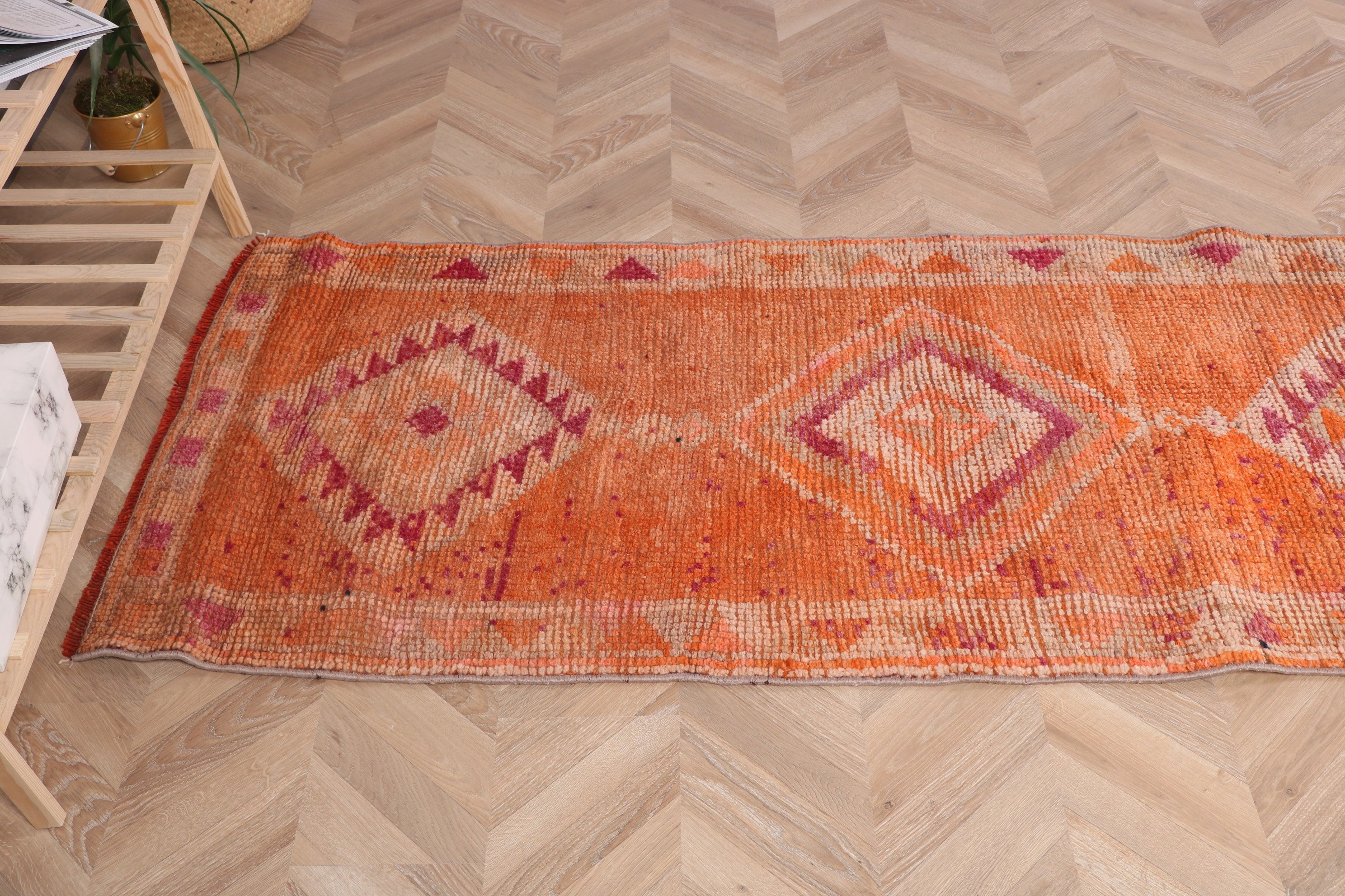 Pink Moroccan Rugs, Statement Rugs, Kitchen Rug, Turkish Rugs, Tribal Rugs, Vintage Rugs, 2.5x11.8 ft Runner Rug, Modern Rugs, Hallway Rugs