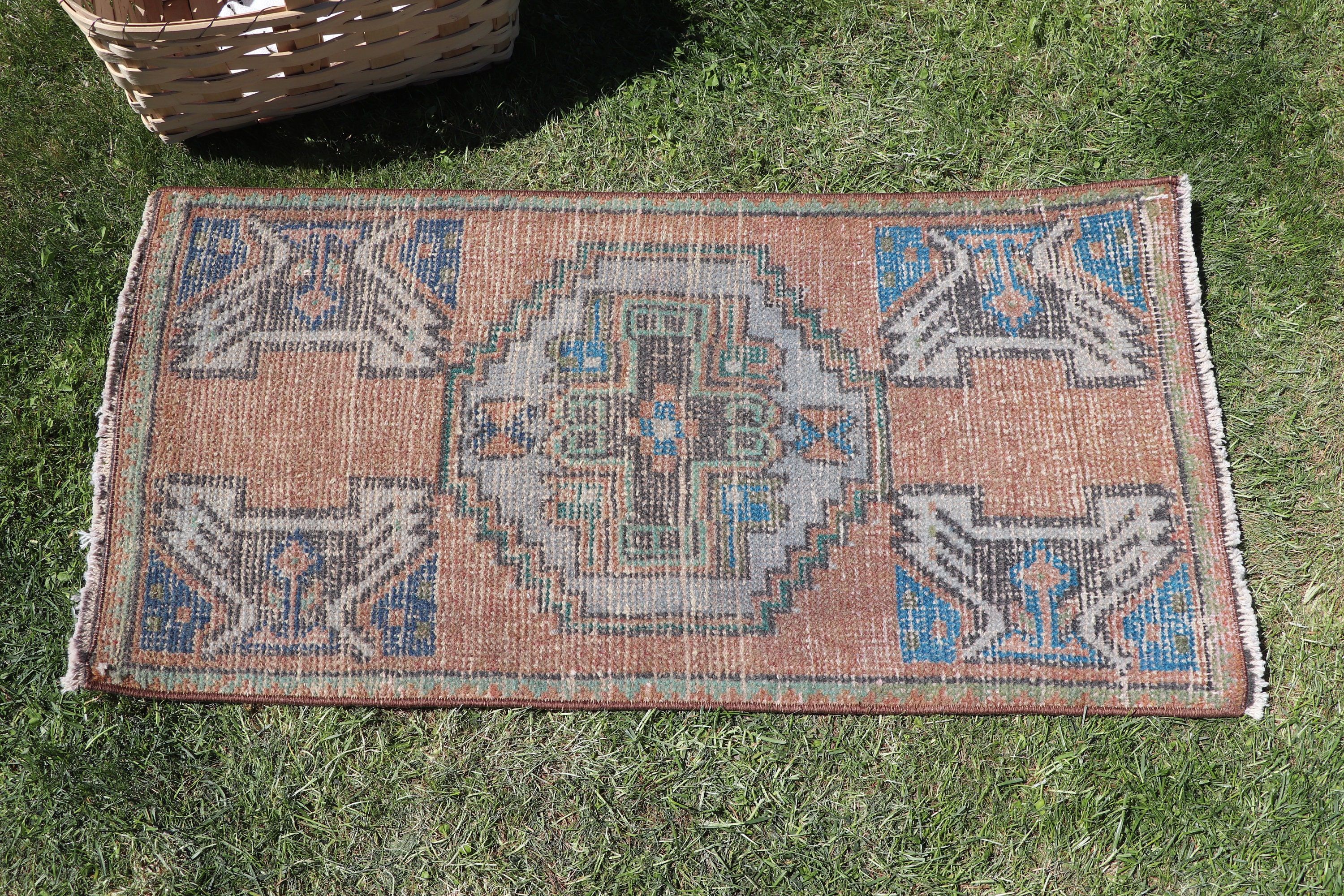 Wall Hanging Rug, Aztec Rugs, Turkish Rug, Orange Oriental Rugs, Cool Rugs, 1.6x3.1 ft Small Rugs, Moroccan Rugs, Vintage Rug, Kitchen Rugs