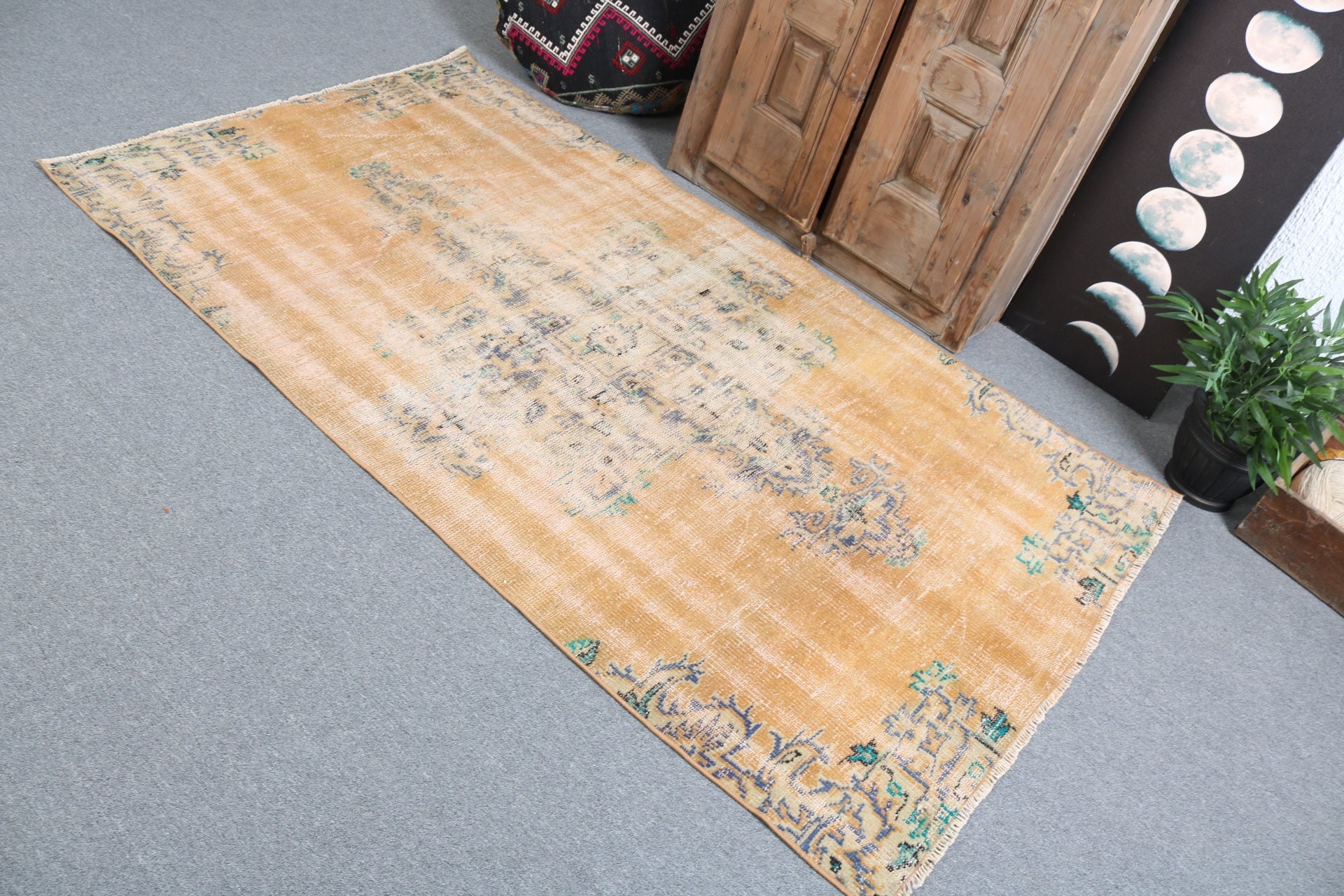 Yatak Odası Halıları, Vintage Halı, Yer Halısı, Türkiye Halıları, Türk Halıları, 3,9x6,9 ft Alan Halıları, Yemek Odası Halıları, Kahverengi Fas Halıları