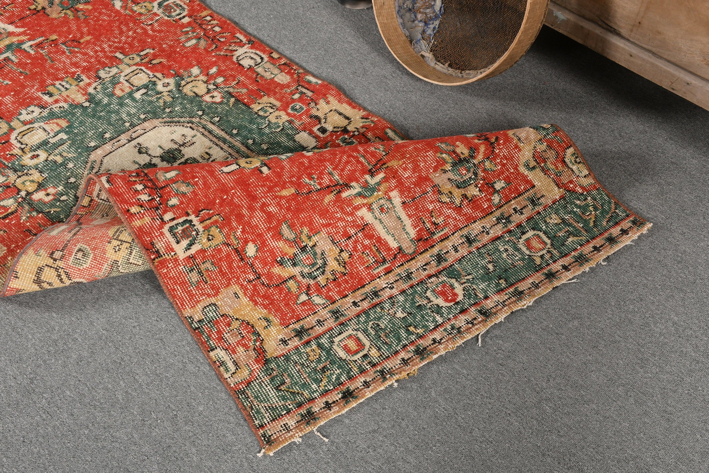 Bedroom Rug, Boho Rug, Vintage Rug, Red Floor Rug, Turkish Rug, Kitchen Rug, 2.7x6.7 ft Accent Rug, Rugs for Bedroom, Art Rug, Moroccan Rug