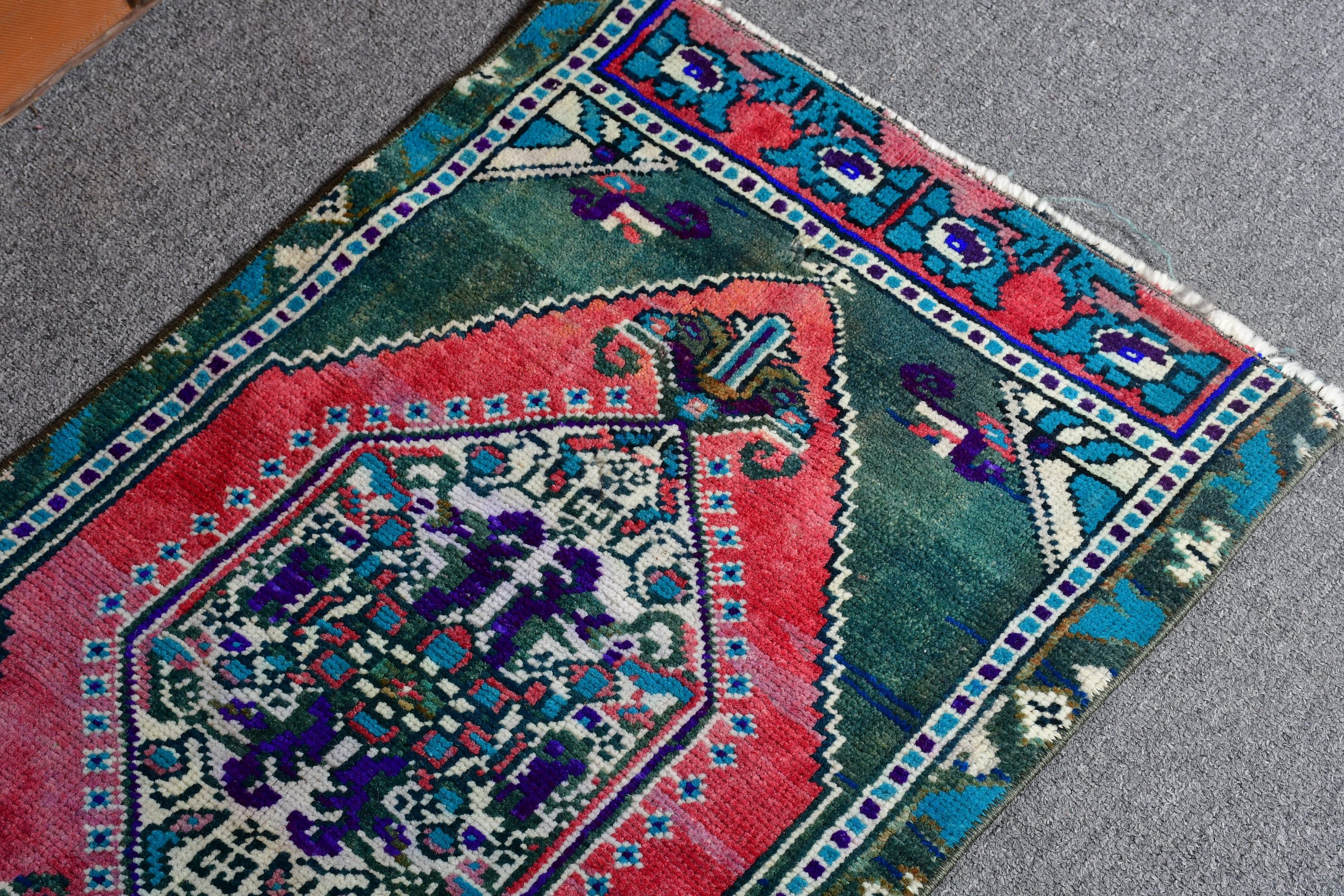 Düz Dokuma Halılar, Vintage Halılar, Çocuk Halısı, Mutfak Halısı, Yeşil 1.5x2.5 ft Küçük Halı, Ev Dekorasyonu Halıları, Oushak Halısı, Türk Halıları